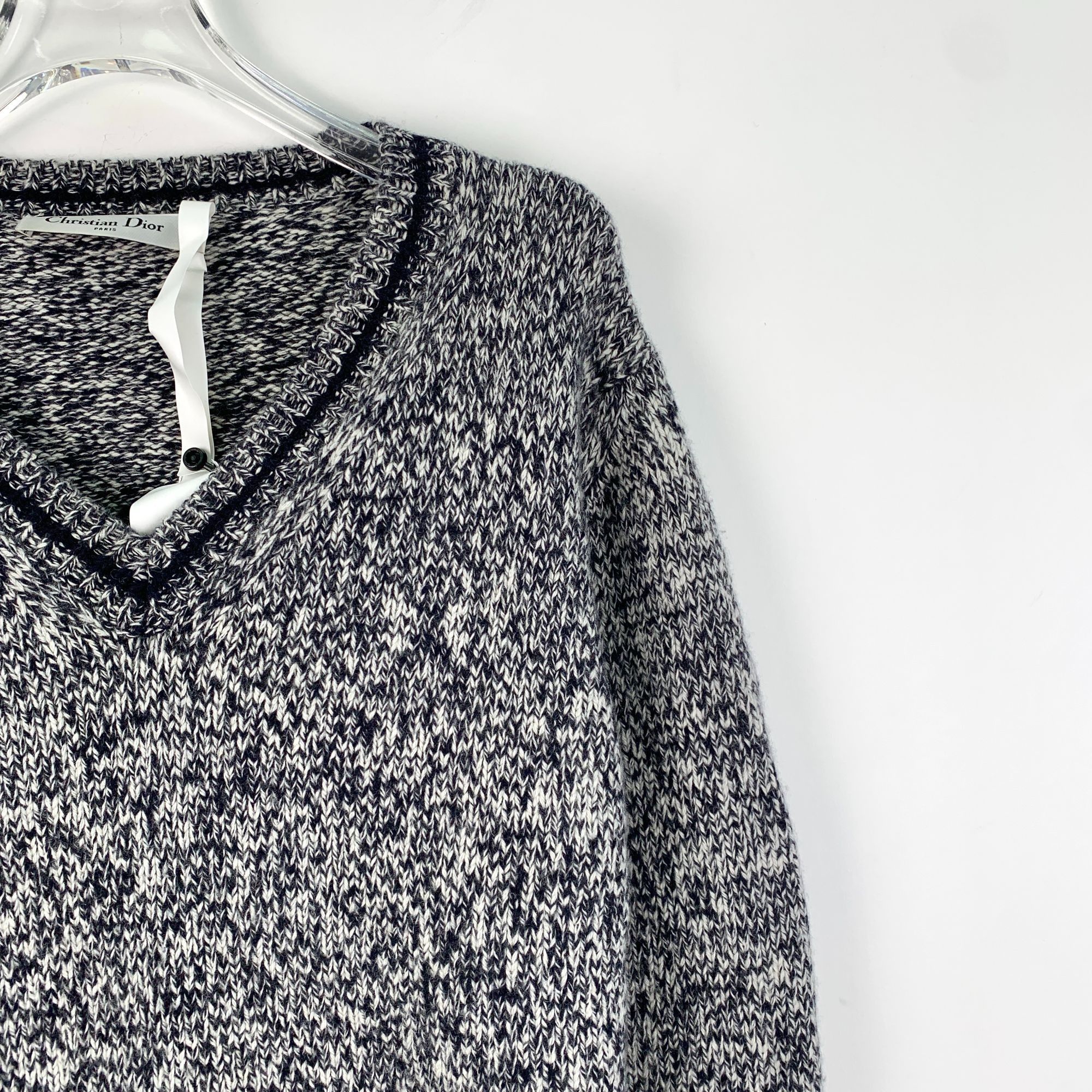 Dior CHRISTIAN DIOR Wool & Cashmere Marled V-Neck Sweater With Lo Size L / US 10 / IT 46 - 6 Thumbnail