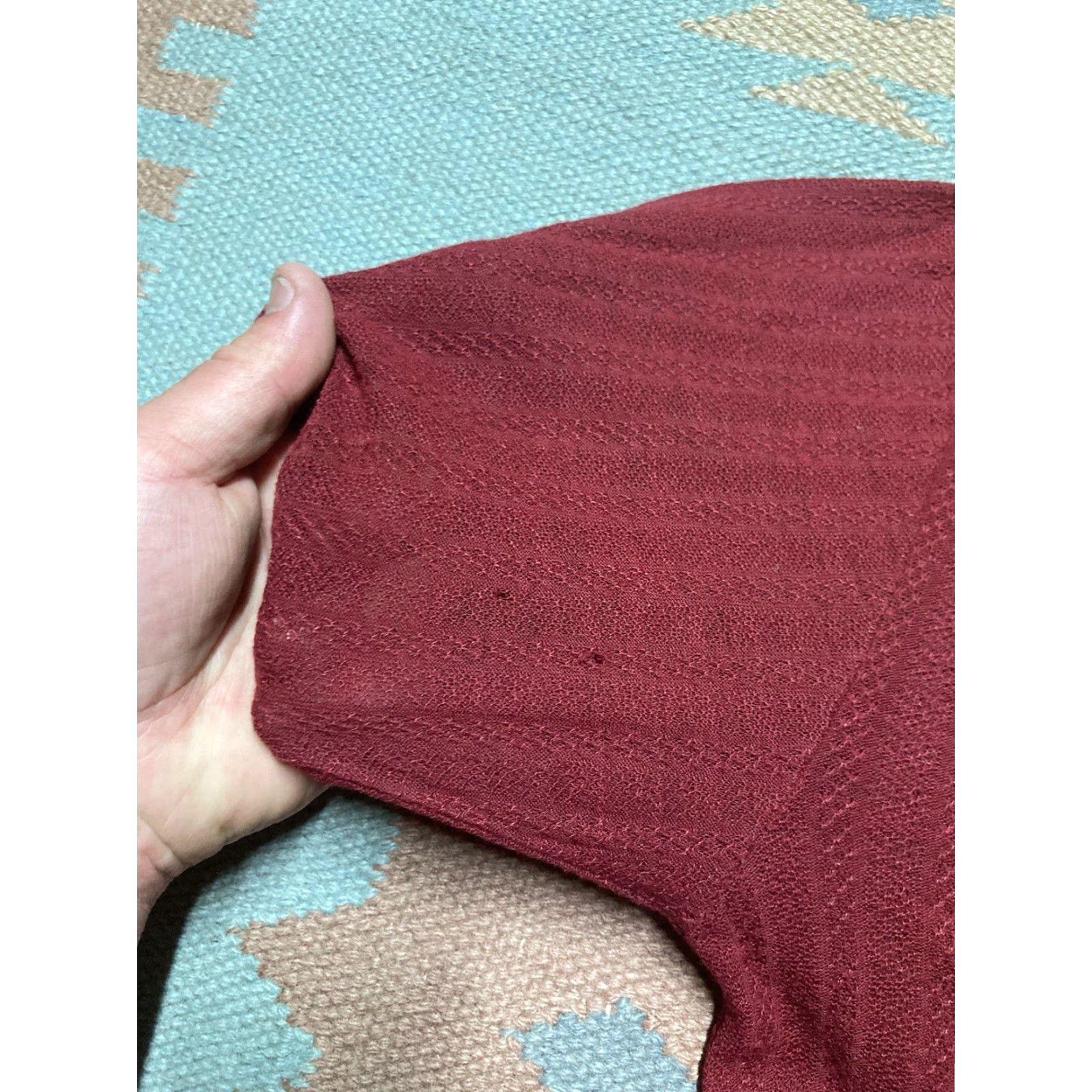 Vintage VINTAGE 1960s waffle knit polo shirt short sleeve maroon red acrylic large Polo Mens L Size US L / EU 52-54 / 3 - 7 Thumbnail
