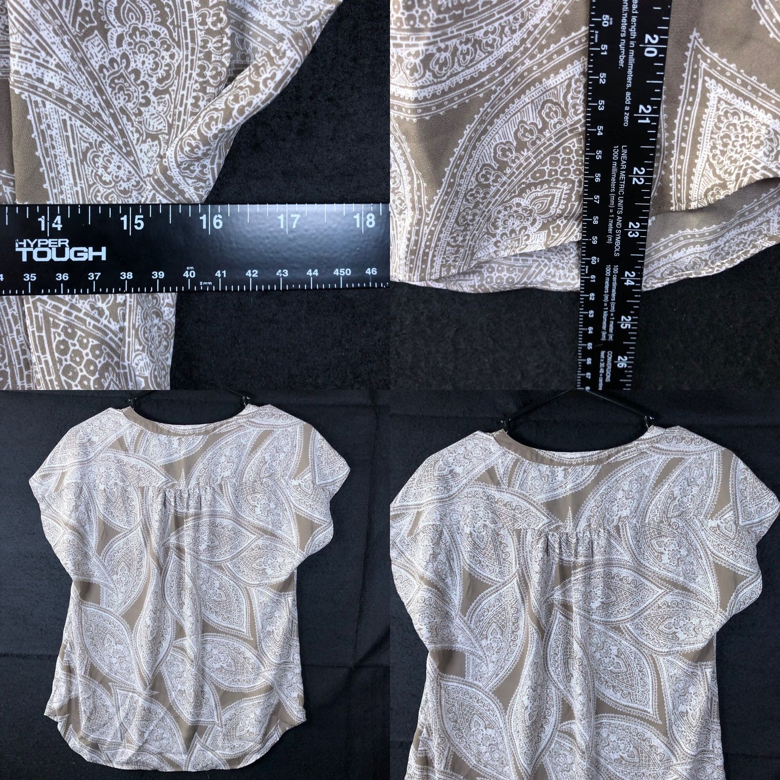 Banana Republic Banana Republic Womens Shirt Brown Cream Leaf Print V Neck Short Sleeve XS Size XS / US 0-2 / IT 36-38 - 8 Thumbnail