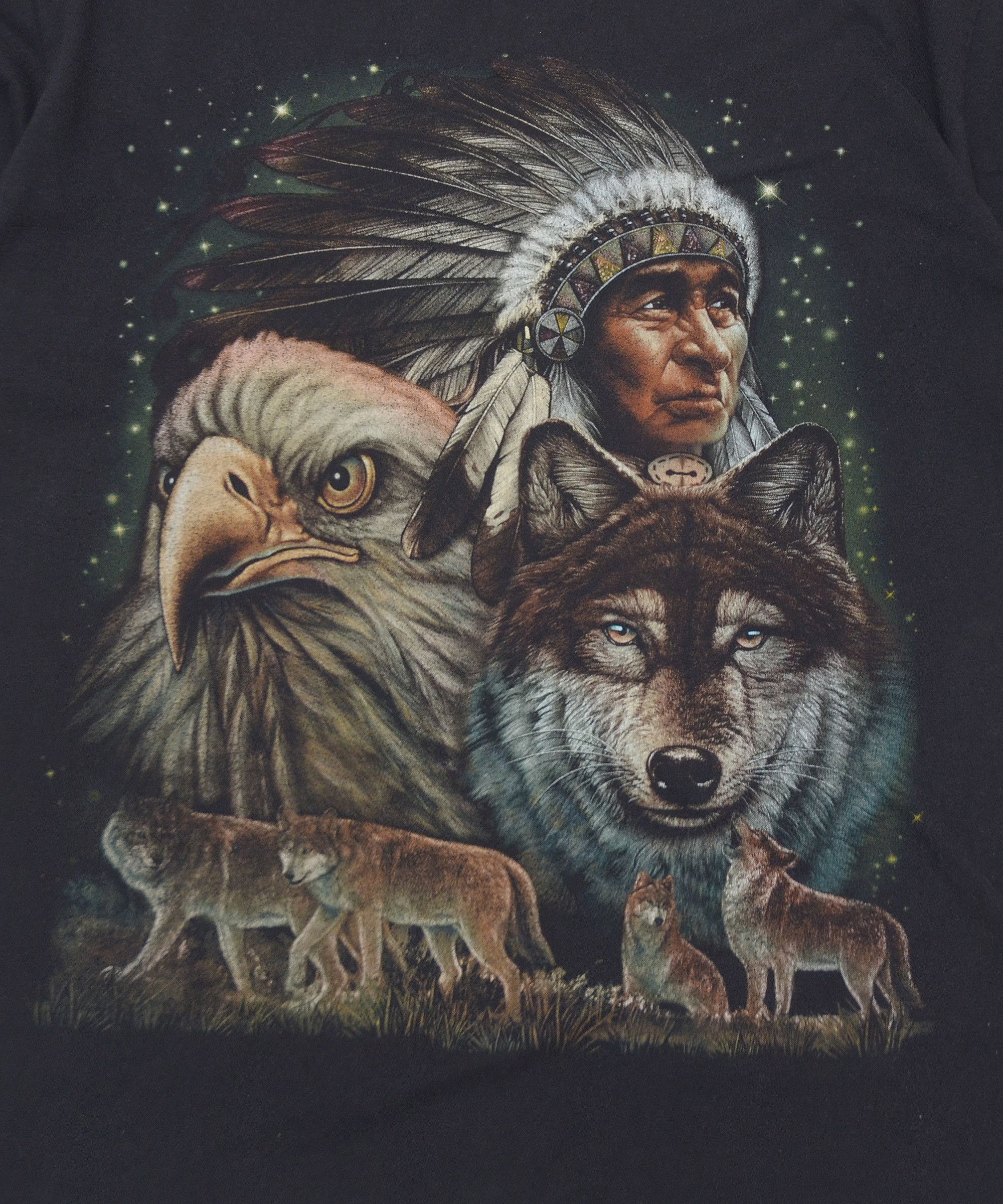 Vintage Vintage Rock Eagle Wild Indian Chief Wolves American heavy Size US XL / EU 56 / 4 - 4 Thumbnail