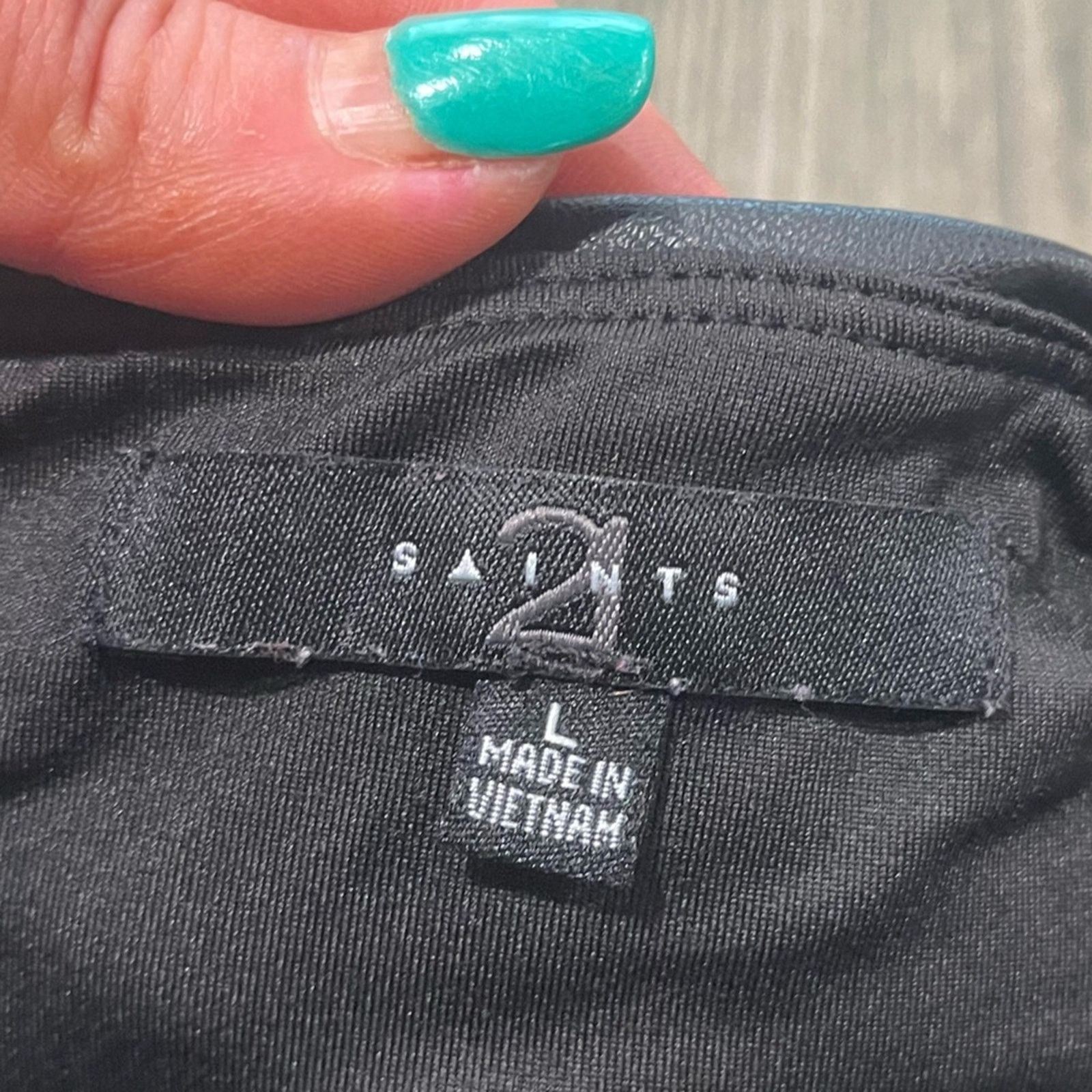 Vintage 21 Saints Leggings Skinny Faux Leather High Rise Sz L Size 31" - 4 Thumbnail