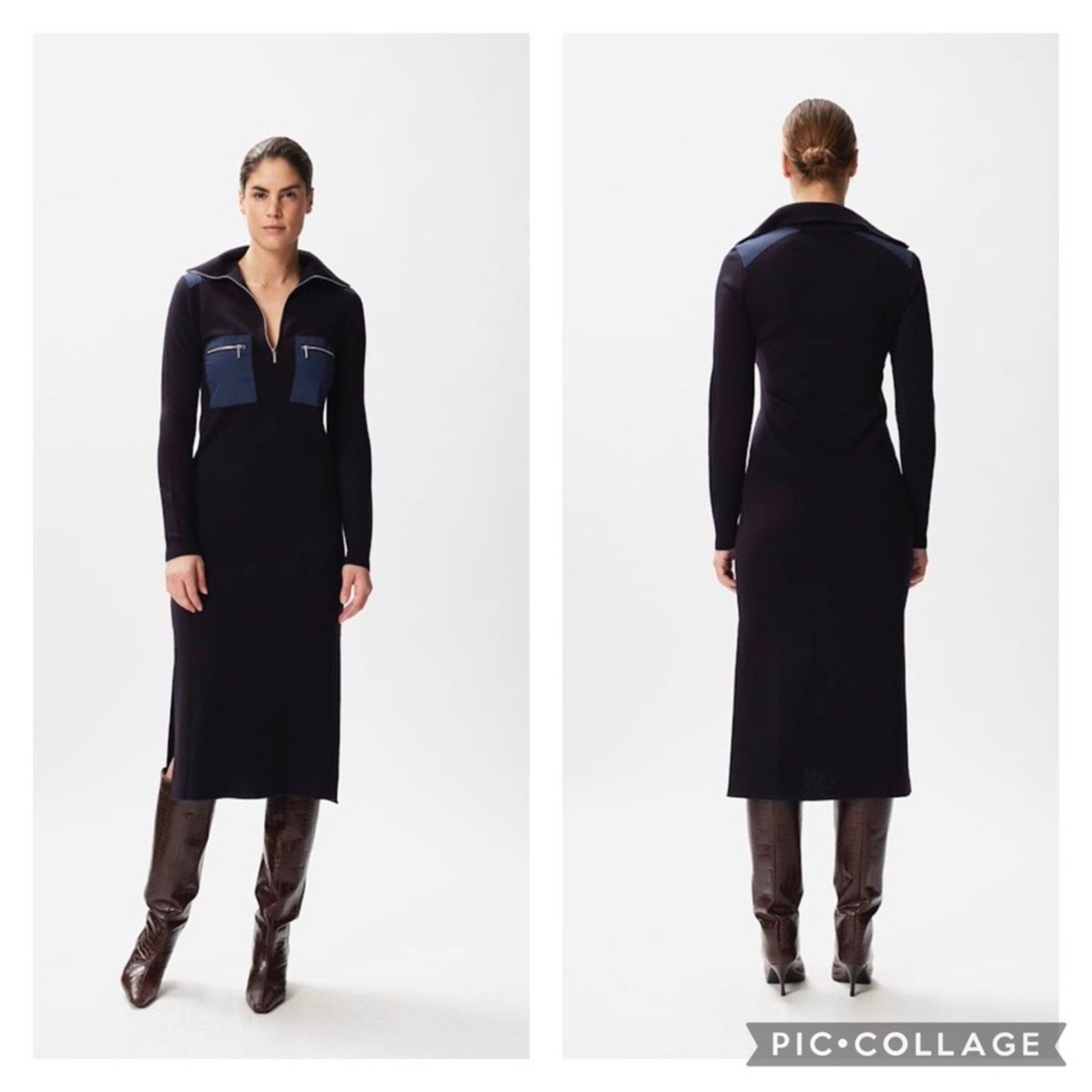 Gestuz GESTUZ HERLAGZ DRESS sky captain wool blue side slits sz S Size S / US 4 / IT 40 - 1 Thumbnail