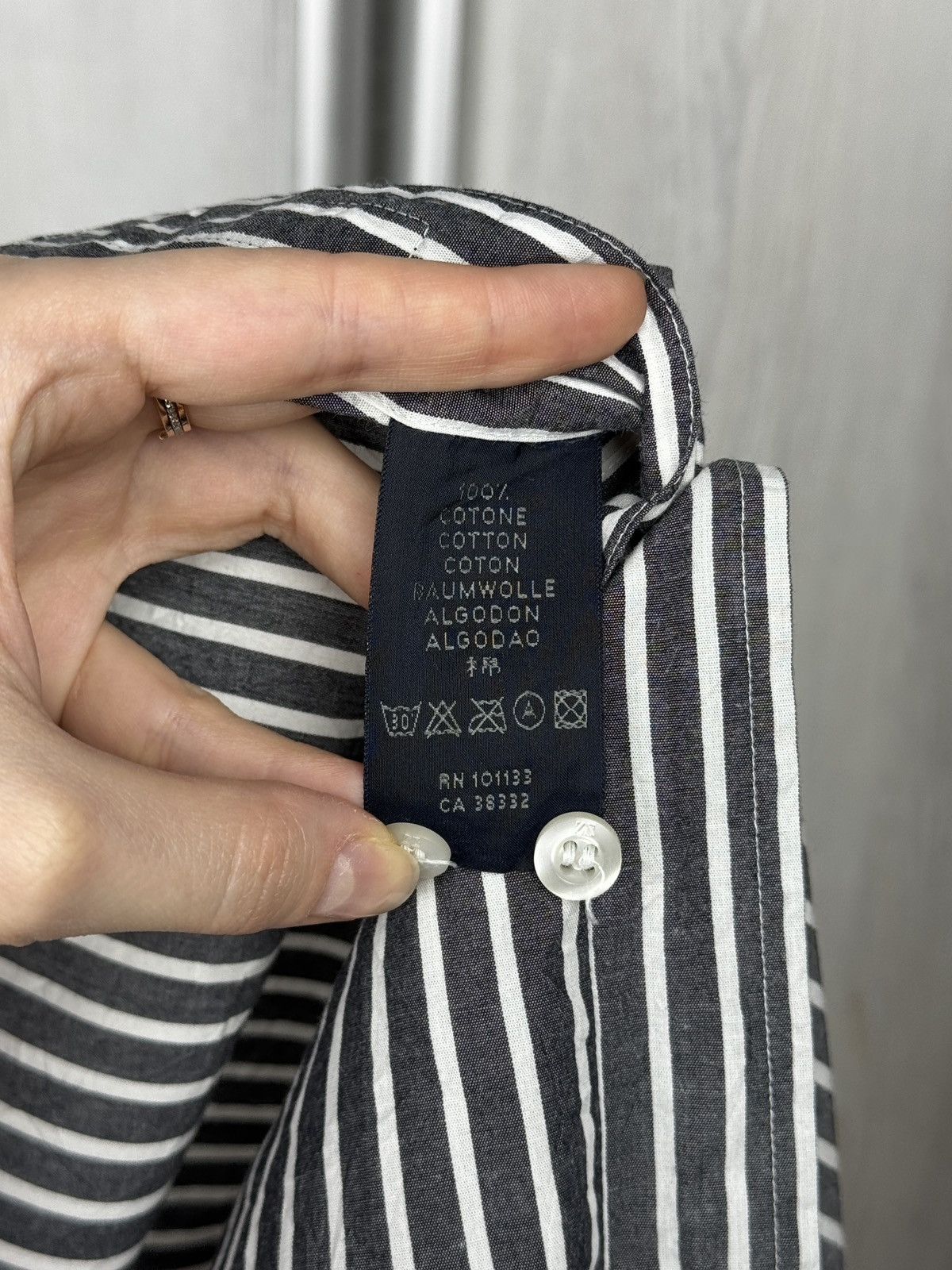 Ermenegildo Zegna Zegna Sport Striped Grey/White Cotton Shirt Pinstripe XXL Size US XXL / EU 58 / 5 - 11 Thumbnail