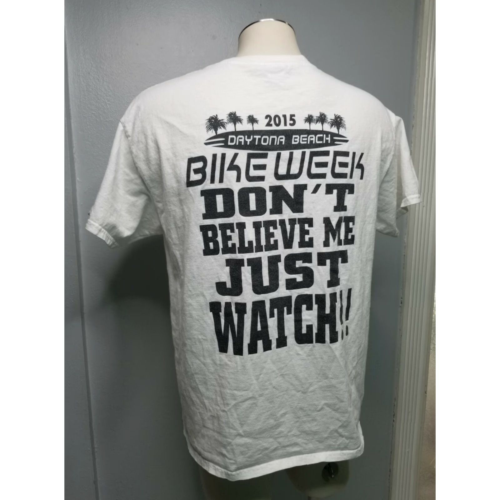 Gildan Gildan Mens L Motorcycle T-Shirt DAYTONA BIKE WEEK 2015 Graphic Biker Rap Tee White Crew Neck Short Sleeve - Regular Fit Size US L / EU 52-54 / 3 - 2 Thumbnail