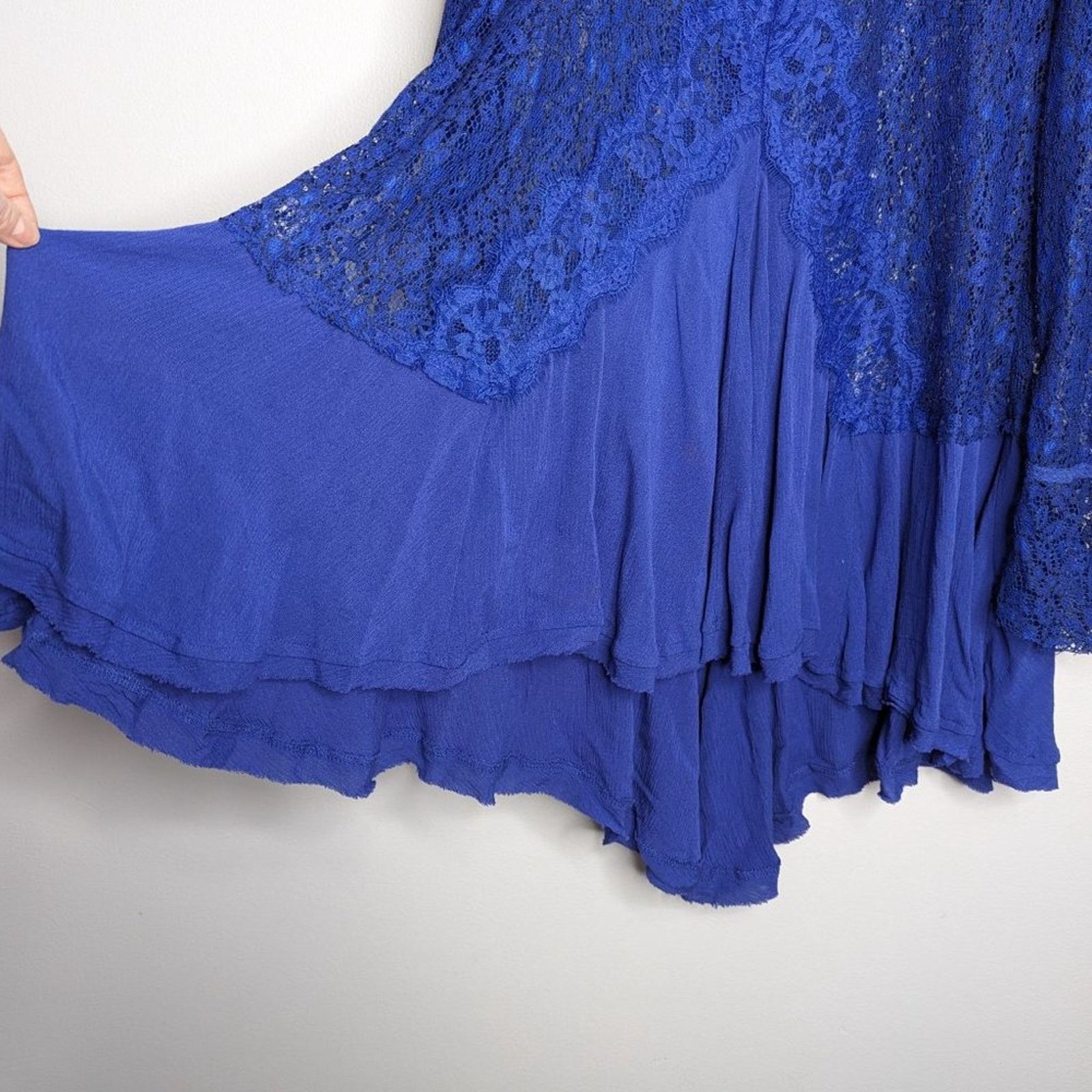 Free People Free People Blue Tell Tale Tunic Dress Long Sleeve Lace S Size S / US 4 / IT 40 - 6 Thumbnail