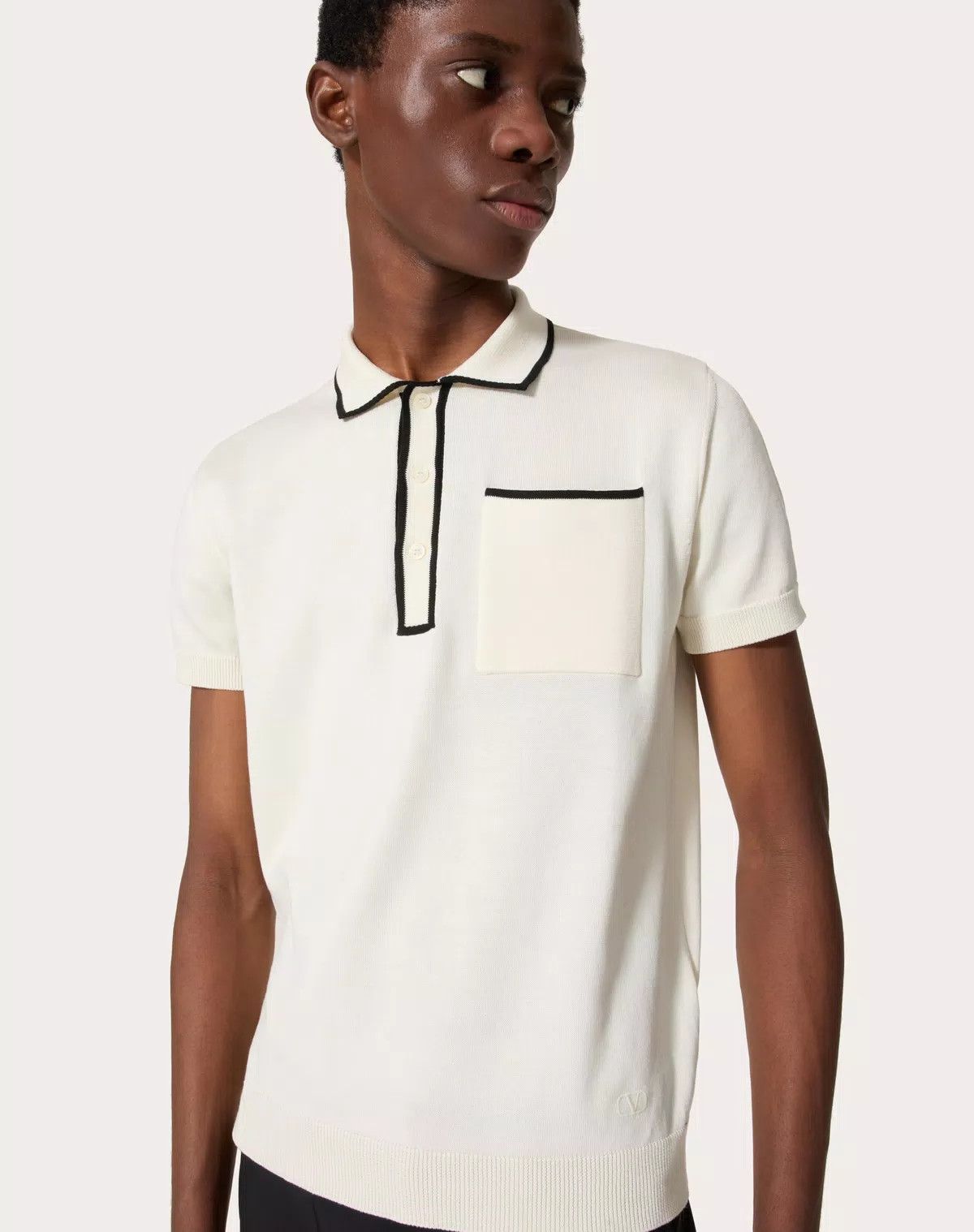 Valentino oc11z0725 Cotton Polo Shirt With Signature in White Size US L / EU 52-54 / 3 - 7 Thumbnail