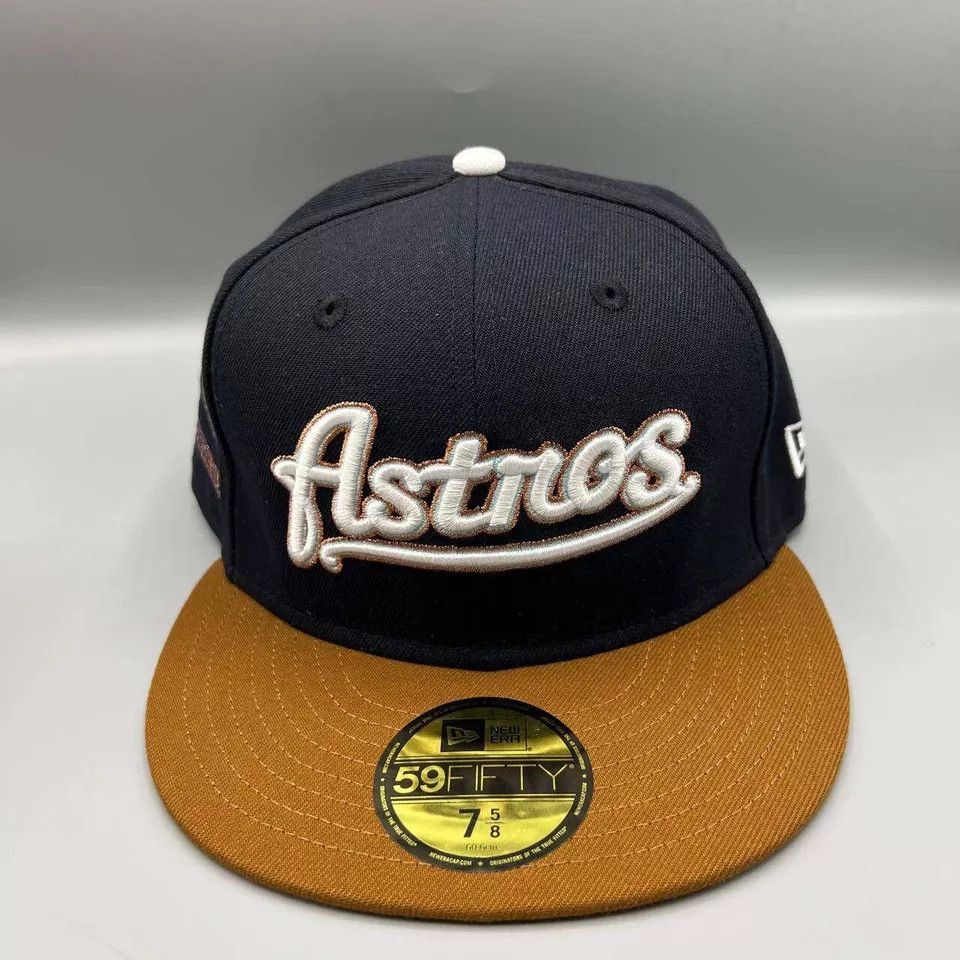 New Era Houston Astros Hat Men 7 5/8 59Fifty New Era MLB Fitted Cap Size ONE SIZE - 3 Thumbnail