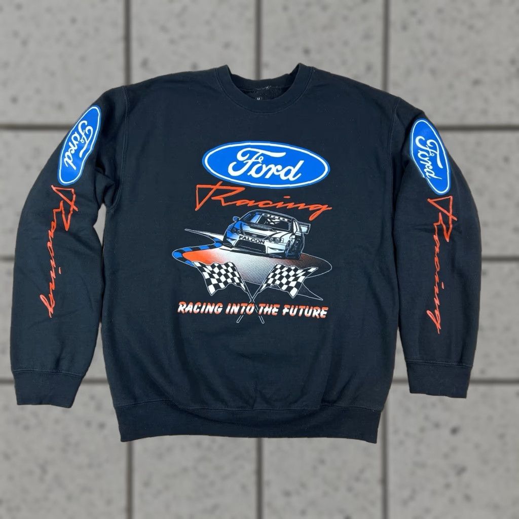 Ford Ford Sweatshirt Racing Into The Future Black Size M Men Pullover Crewneck Casual Casual Modern Logo USA College Sports Cotton Regular Fit Long Sleeve Size US M / EU 48-50 / 2 - 1 Thumbnail
