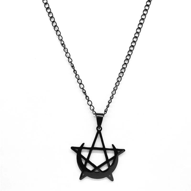 Jewelry Gothic Moon and Pentagram Pendant Charms Necklace Emblem Size ONE SIZE - 2 Thumbnail