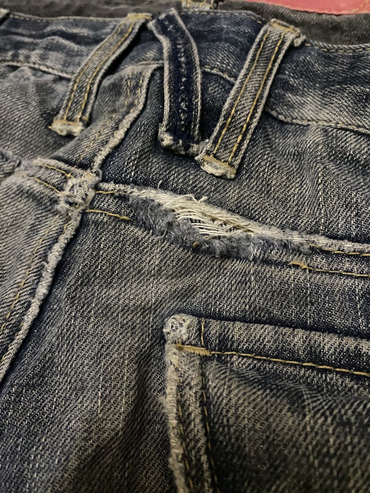 Japanese Brand DISTRESSED DENIM PATINA DOUBLE WAIST LIGHTNING SPARK JEAN Size US 30 / EU 46 - 12 Thumbnail