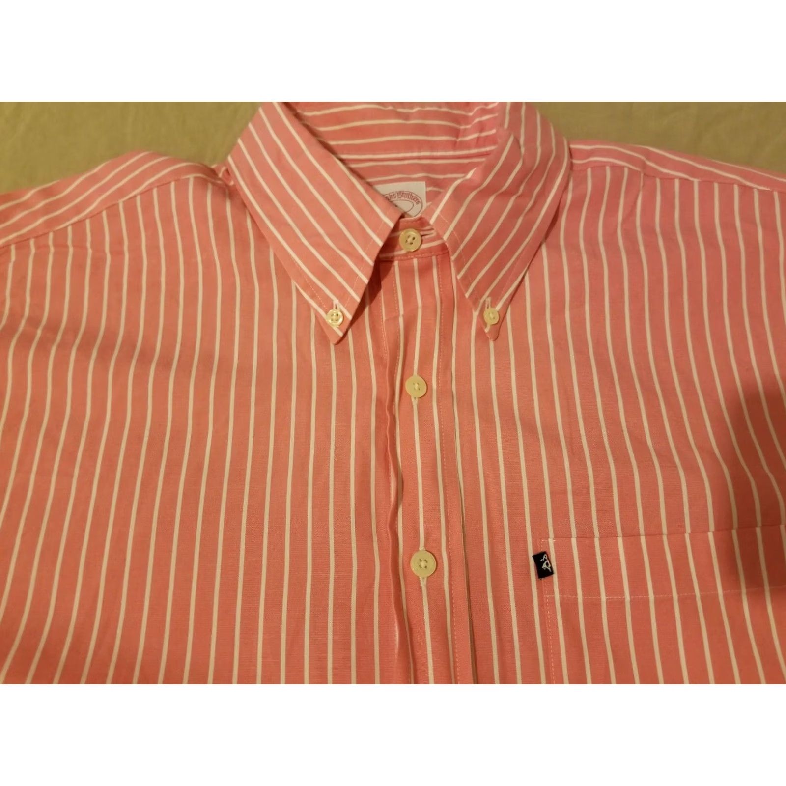Brooks Brothers Mens Brooks Brothers Dress Shirt Large Pink Button Cotton Size 42R - 2 Thumbnail