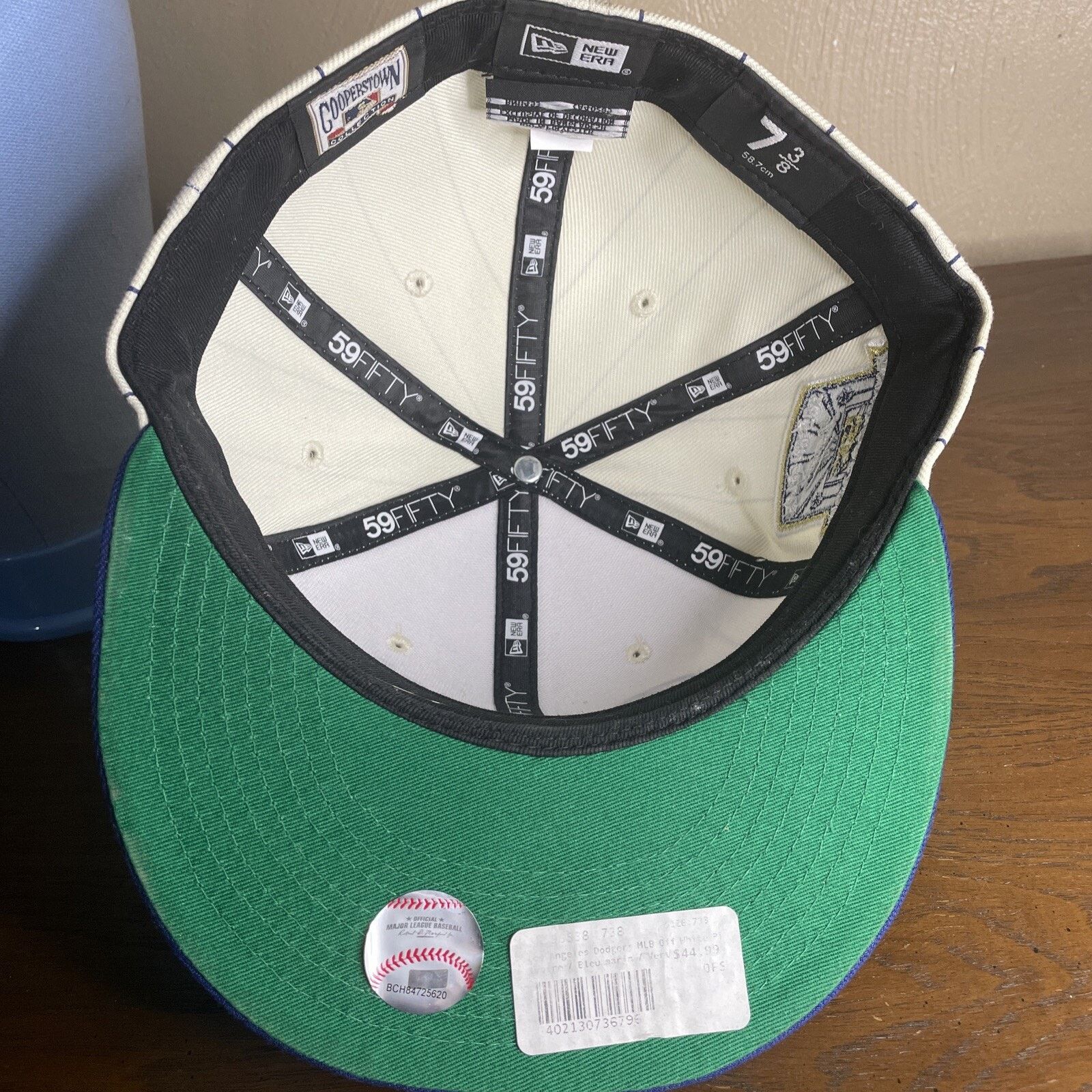 New Era LA Dodgers NewEra 5950 Off White Pinstripe Script Hat 7 3/8 Size ONE SIZE - 9 Thumbnail