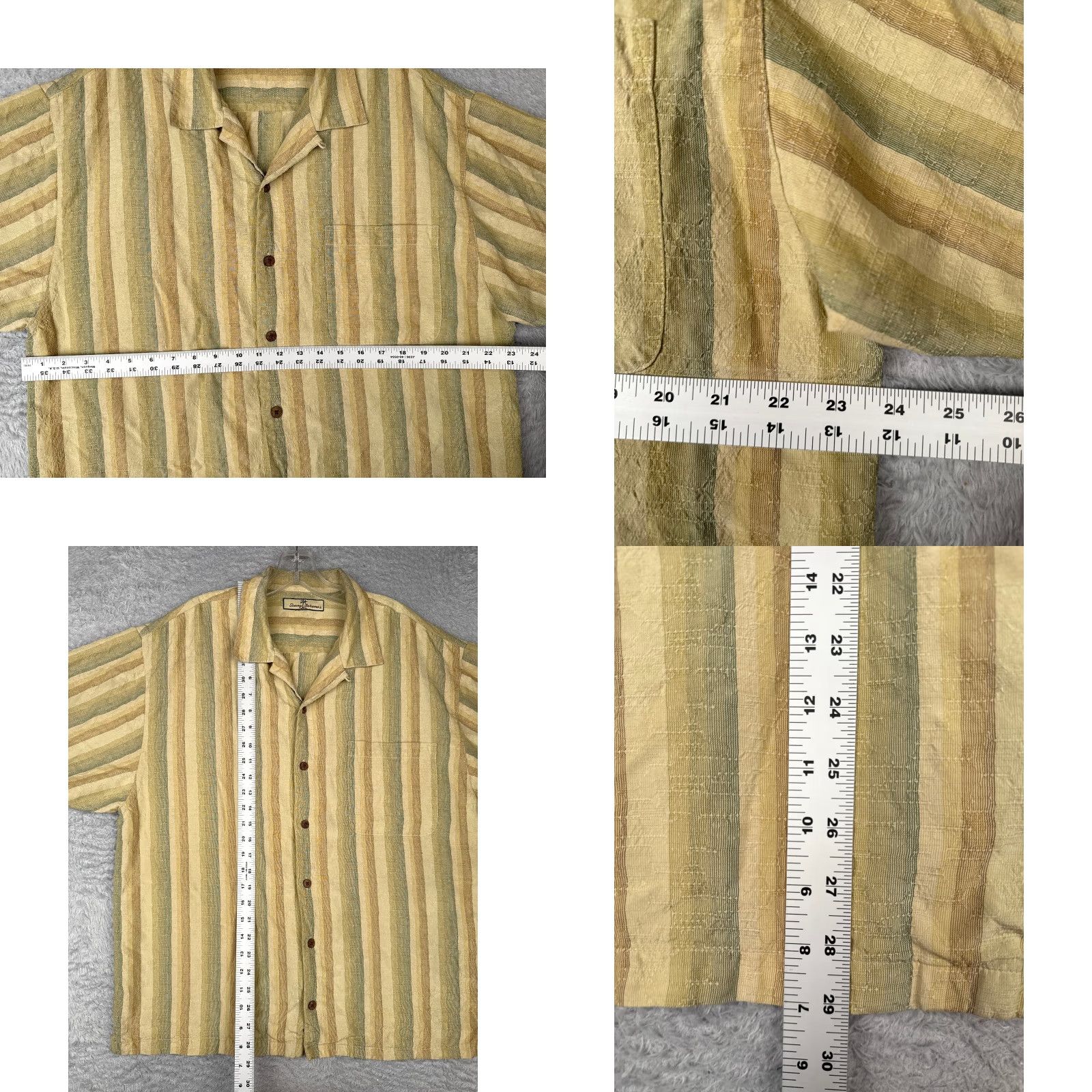 Tommy Bahama Tommy Bahama Shirt Men XL Yellow Stripe 100% Silk Button Up Hawaiian Shirt Mens Regular Slim Beach Holiday 80s 90s Designer Silk Stripe Size US XL / EU 56 / 4 - 8 Thumbnail