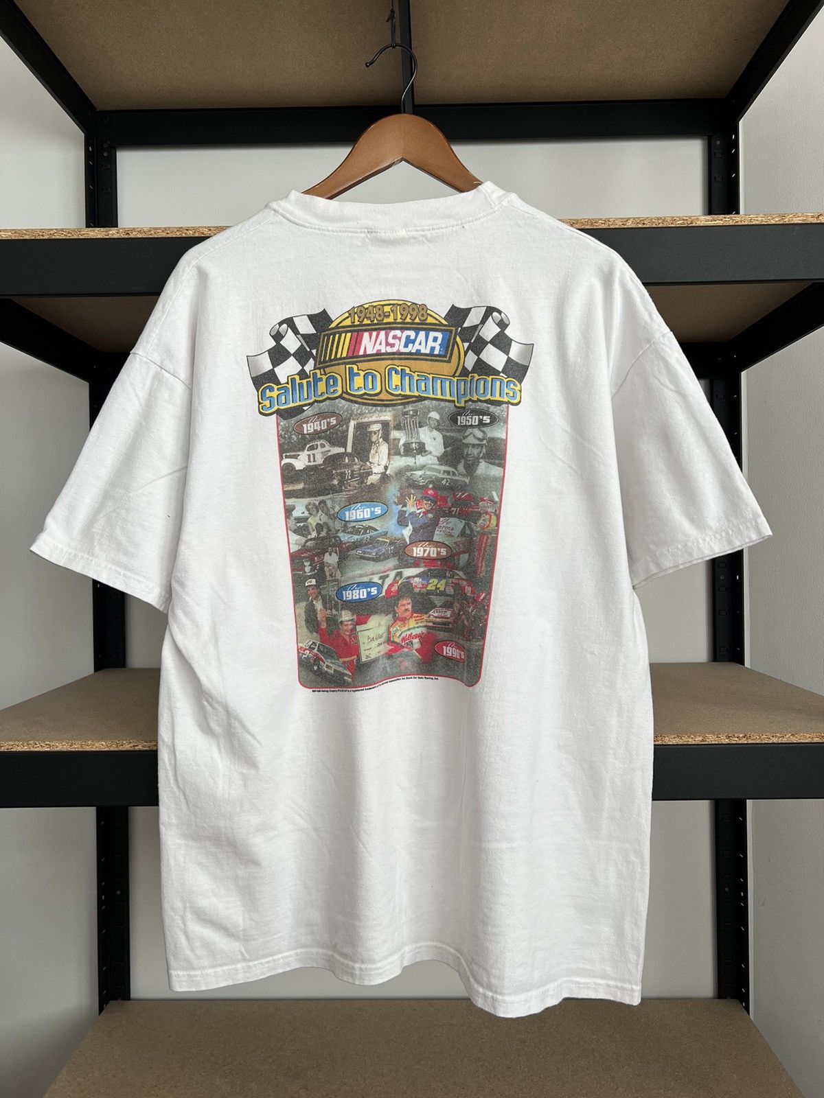 NASCAR Vintage 1998 Nascar 50th Anniversary Champions White T-shirt Size US XL / EU 56 / 4 - 1 Thumbnail