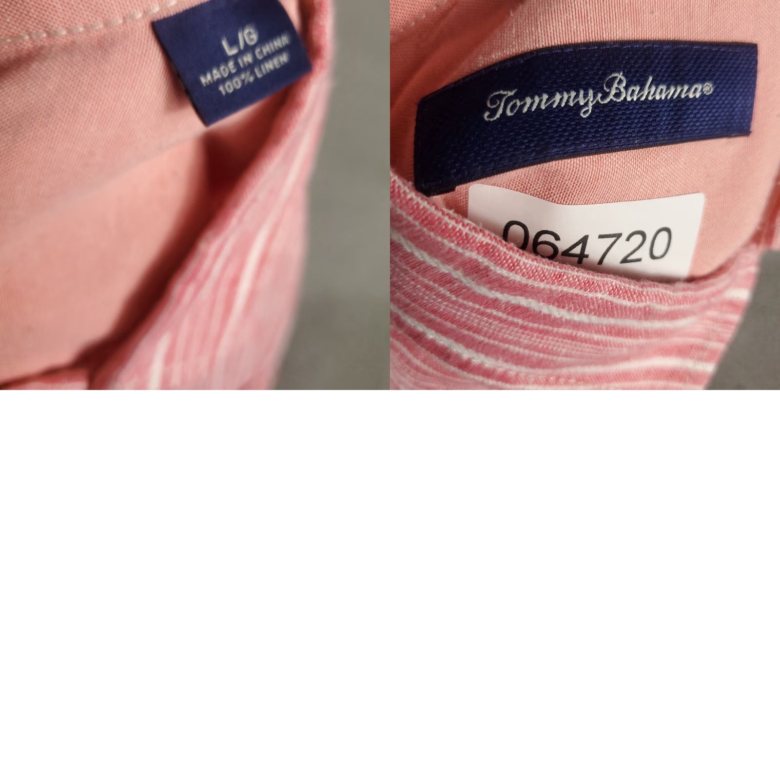 Tommy Bahama Tommy Bahama Shirt Mens Large Pink Striped Linen Button-Up Long Sleeve Size US L / EU 52-54 / 3 - 8 Thumbnail