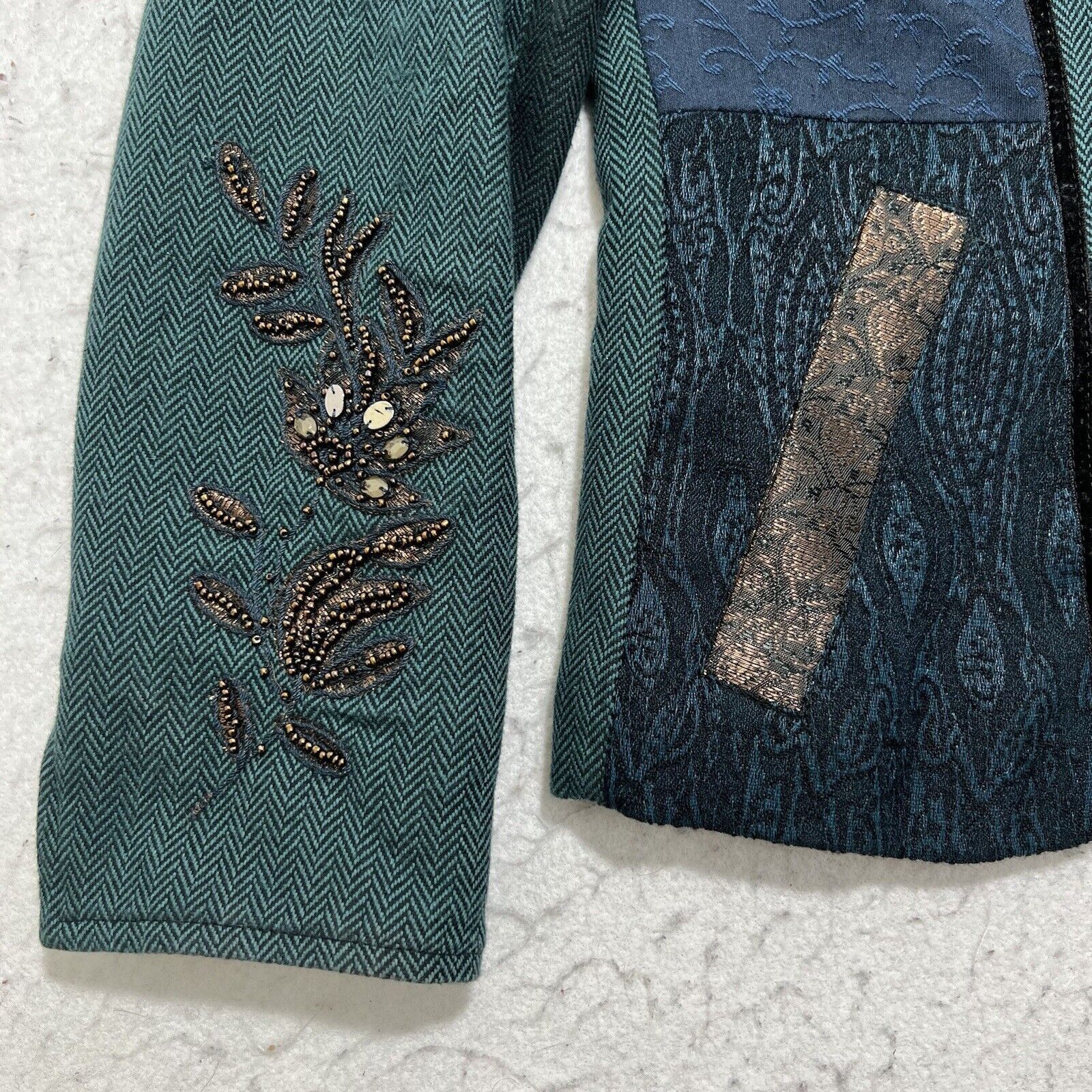 Coldwater Creek Coldwater Creek Teal Green Blazer Metallic Embroidery Jacket Size S / US 4 / IT 40 - 5 Thumbnail