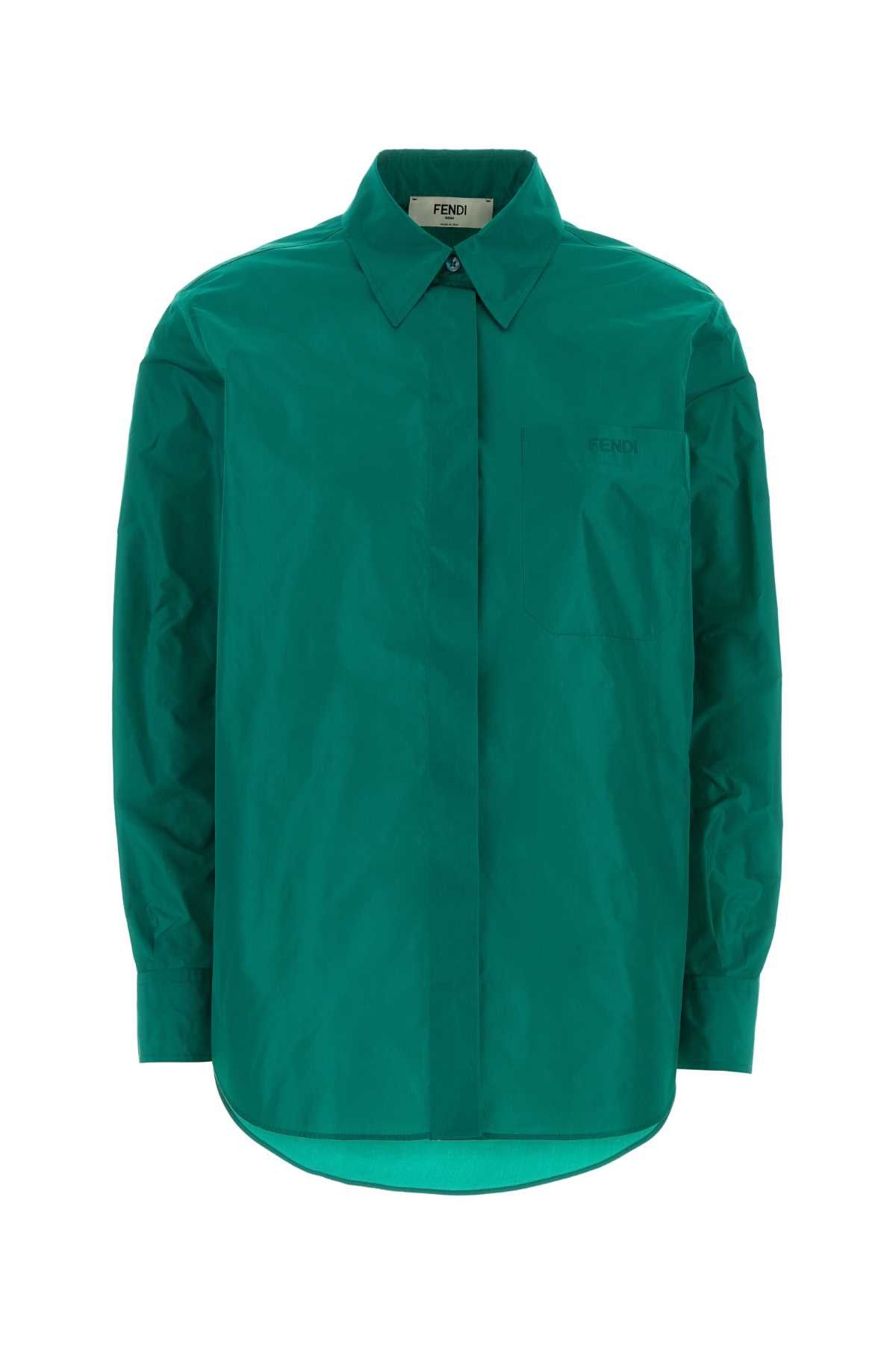 Fendi Turquoise Taffetas Shirt Size XS / US 0-2 / IT 36-38 - 1 Thumbnail