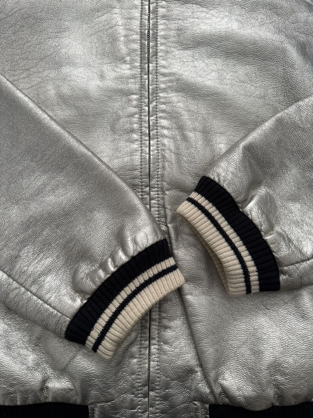 Saint Laurent Paris SS14 Saint Laurent Hedi Slimane Silver Varsity Teddy Jacket Size US S / EU 44-46 / 1 - 4 Thumbnail