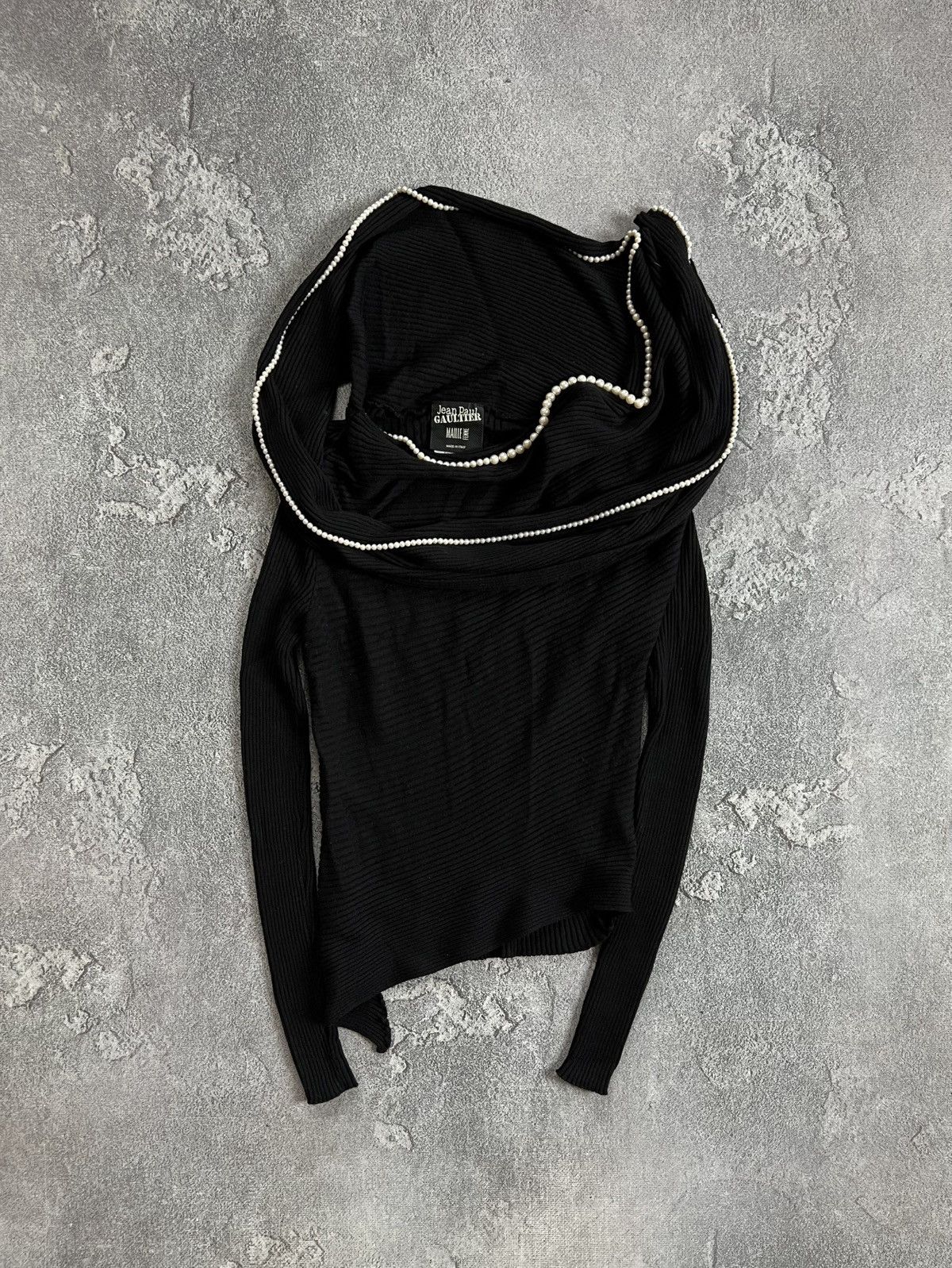 Jean Paul Gaultier Sweater Jean Paul Gaultier JPG Black Wool Pearls Long Sleeve Size S / US 4 / IT 40 - 1 Thumbnail