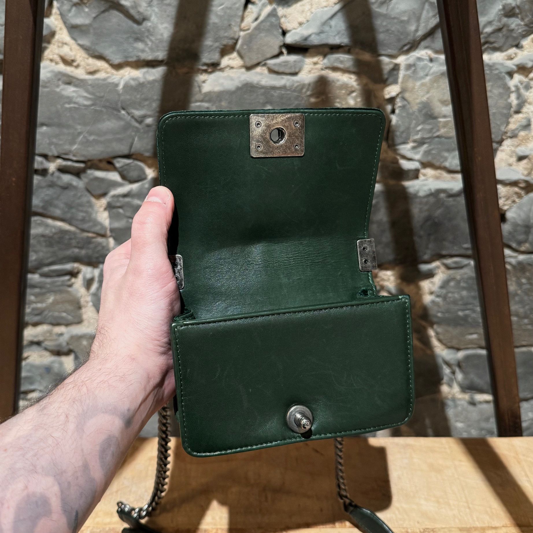 Chanel Chanel Forest Green Crushed Velvet Mini Boy Bag Size ONE SIZE - 9 Thumbnail