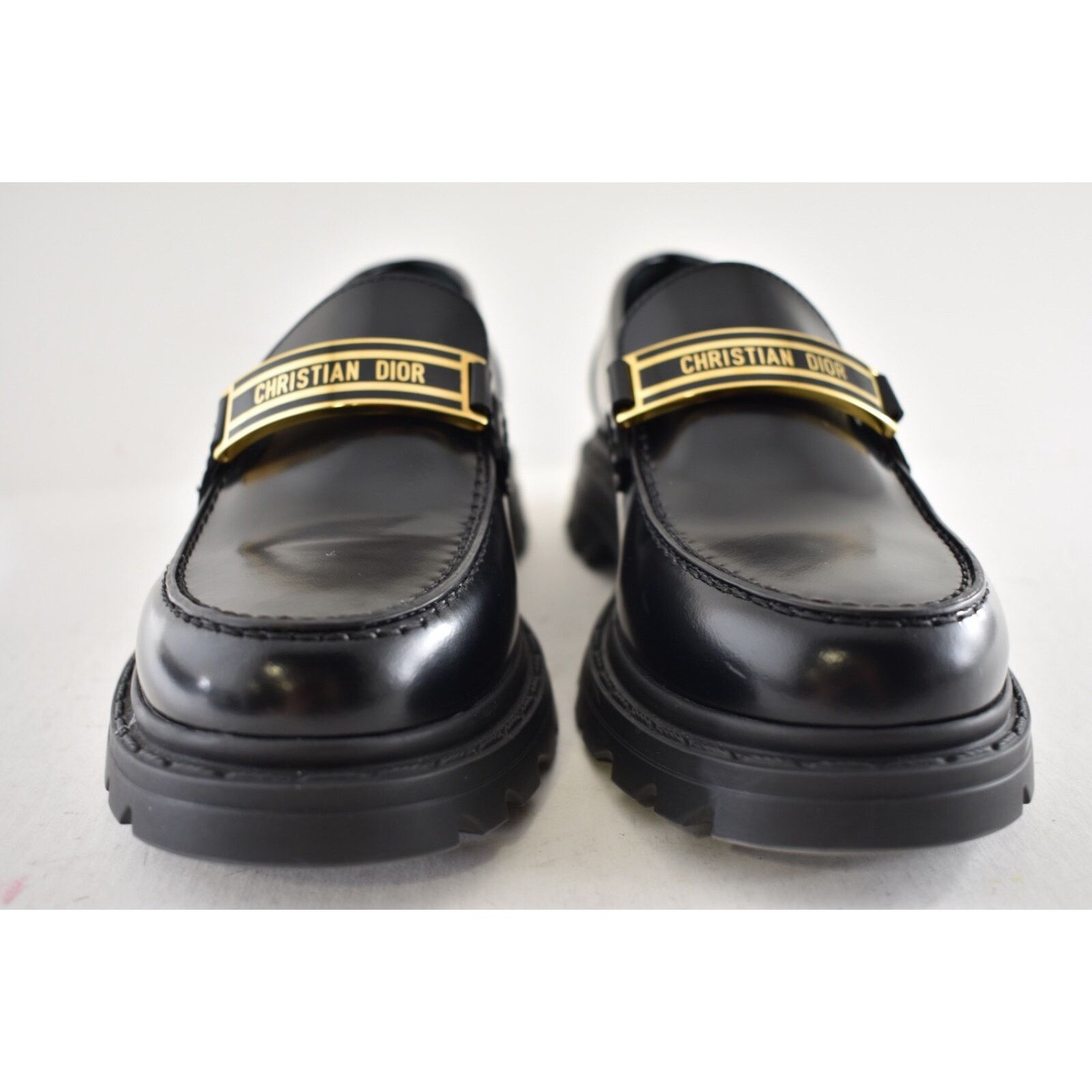 Dior Dior Code Black Brushed Calfskin Leather Gold Logo Loafer Size US 7.5 / IT 37.5 - 9 Thumbnail