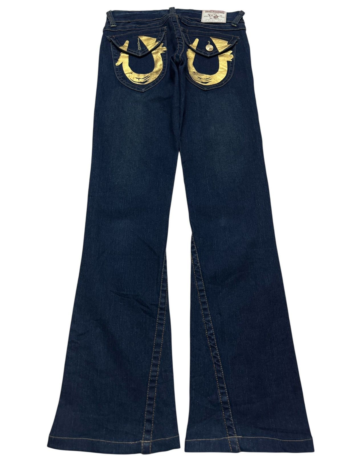 True Religion 💥RARE💥TRUE RELIGION INDIGO FLARE TWIST LEG GOLD LOGO RARE Size US 28 / EU 44 - 2 Thumbnail