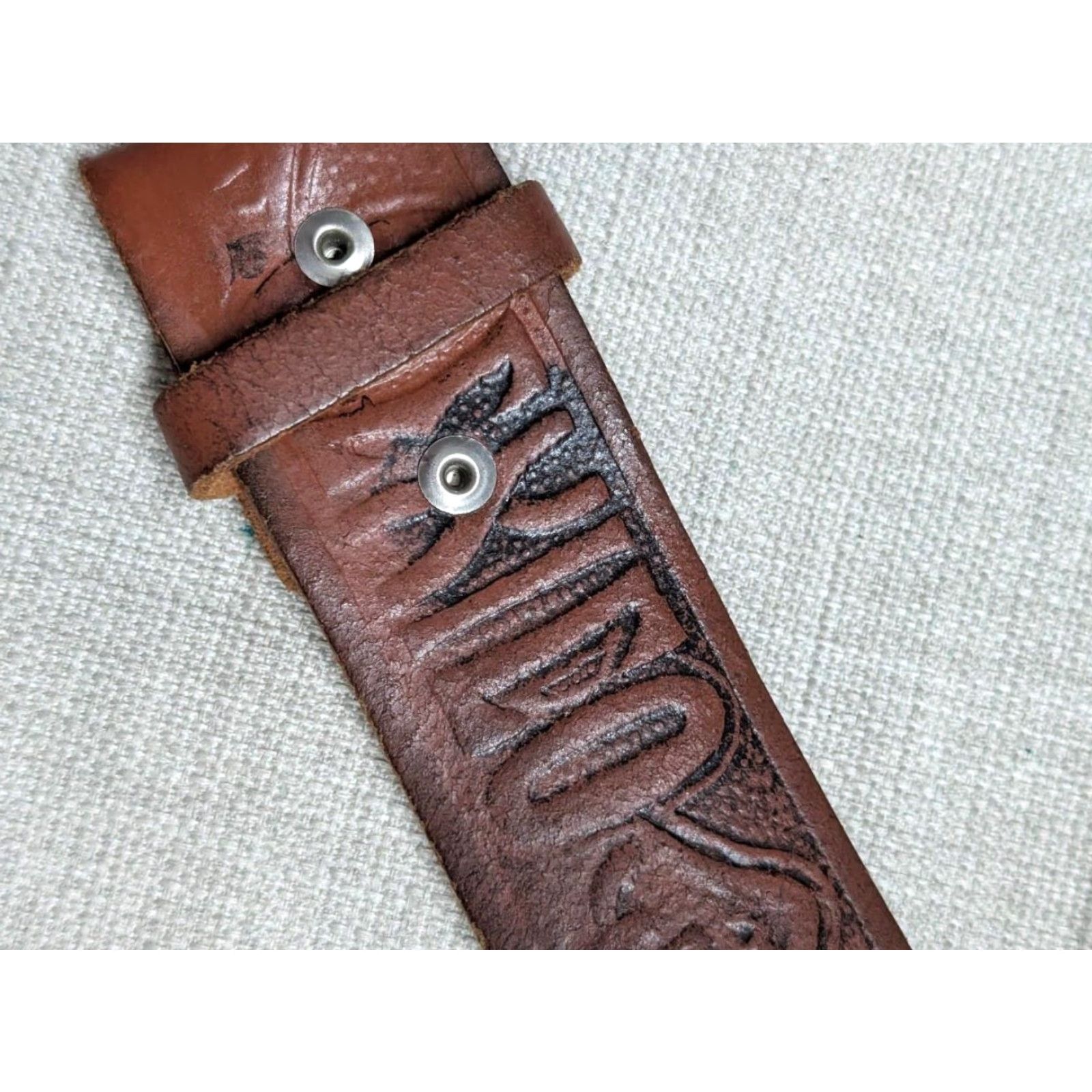 Vintage VINTAGE handcrafted western belt MEXICO Tooled 32 Cowhide Brown Leather Men Belt Size 32 - 5 Thumbnail