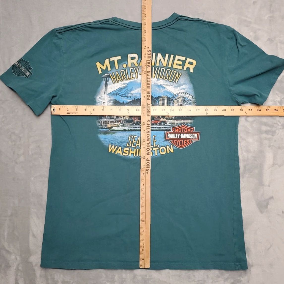 Harley Davidson VINTAGE Harley-Davidson Shirt Men L Green MT Rainier Seattle Washington Motorcycles Bike Size US L / EU 52-54 / 3 - 6 Thumbnail
