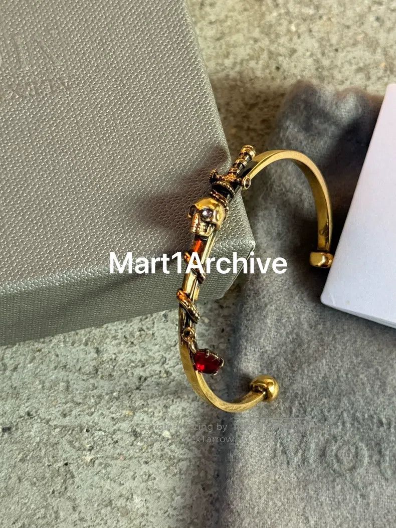 Alexander McQueen ALEXANDER MCQUEEN size S Golden Vintage Sword Skull Gemsto Size ONE SIZE - 1 Thumbnail