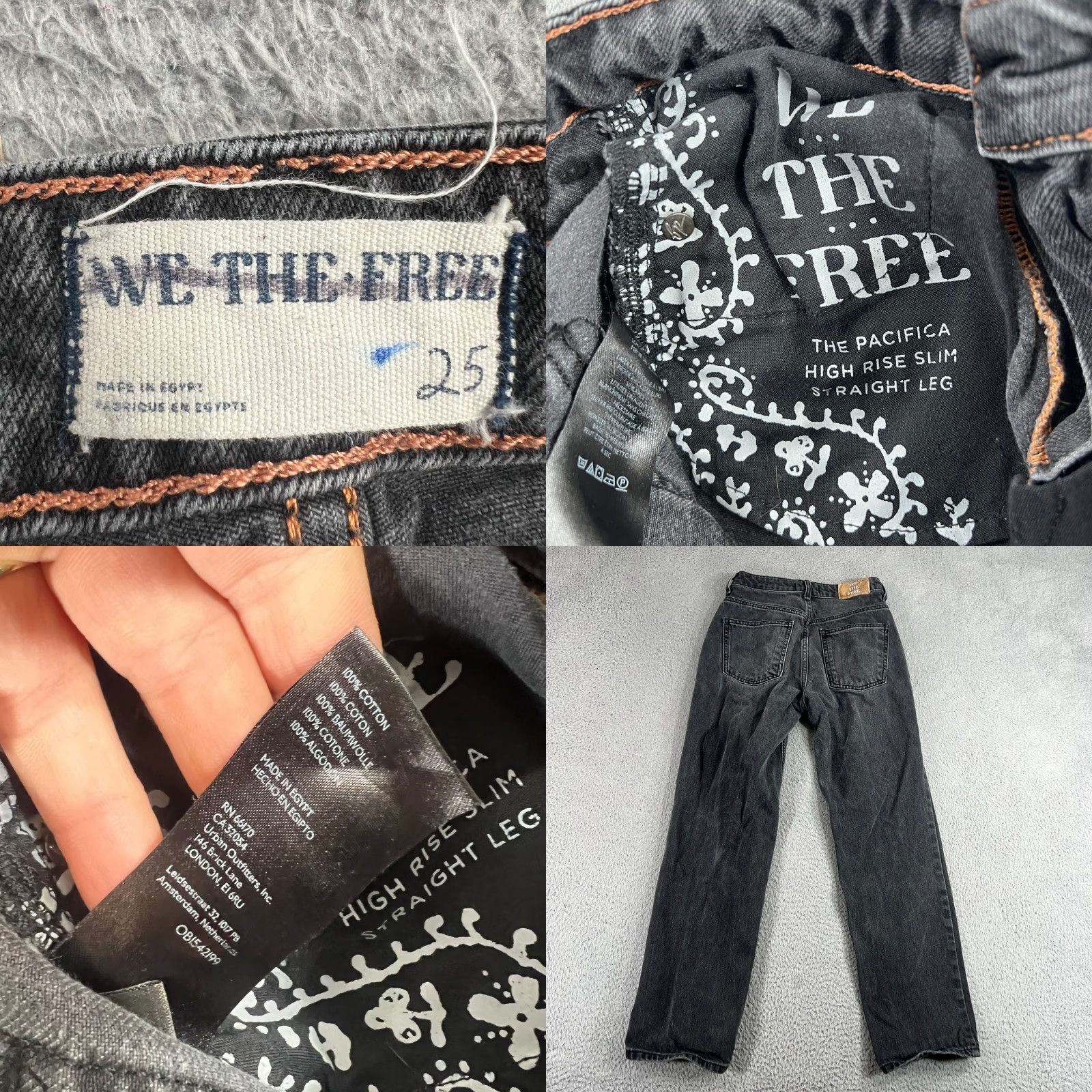 Free People Free People Jeans The Pacifica High Rise Slim Straight Leg 25 Black Size 42" / US 20 - 8 Thumbnail