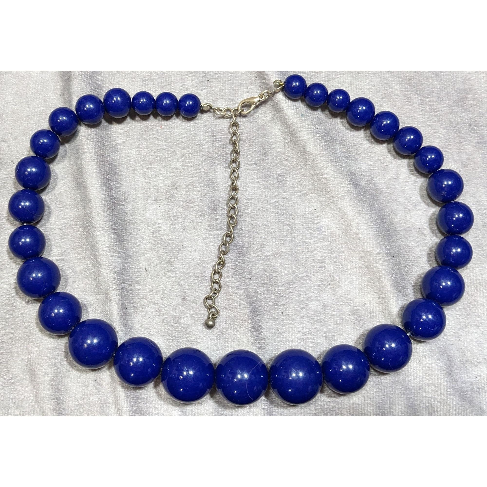 Other Retro Blue Beaded Necklace With Adjustable Chain Clasp Size ONE SIZE - 6 Thumbnail
