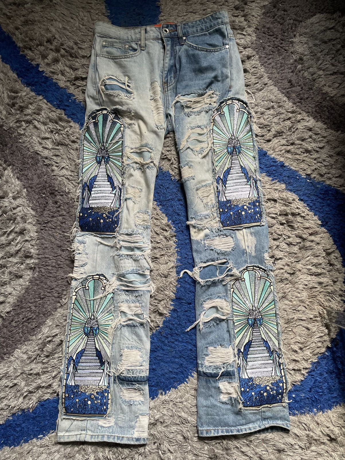 Who Decides War (SOLD) Who Decides War Final Destination Patch Crystal Denim Size US 28 / EU 44 - 1 Thumbnail