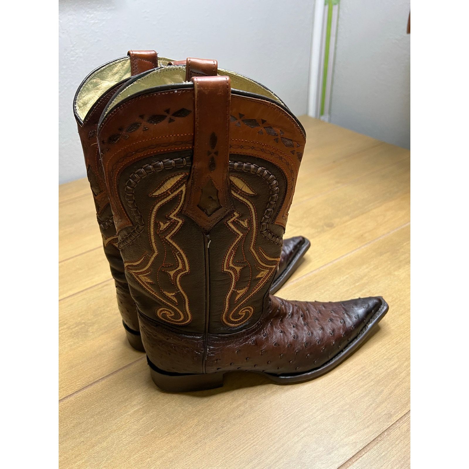 Los Altos Boots Los Altos Quill Ostrich Cowboy Boots Brown Leather Mens 7 EE Size US 7 / EU 40 - 16 Thumbnail