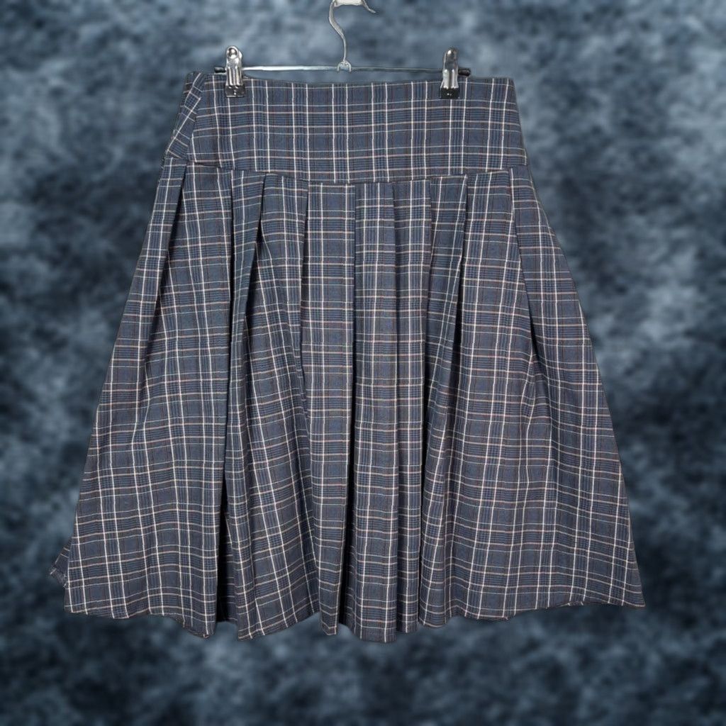 Vintage Motel Womens XS Blue Plaid Pleated A-Line Skirt Size 26" / US 2 / IT 38 - 1 Thumbnail