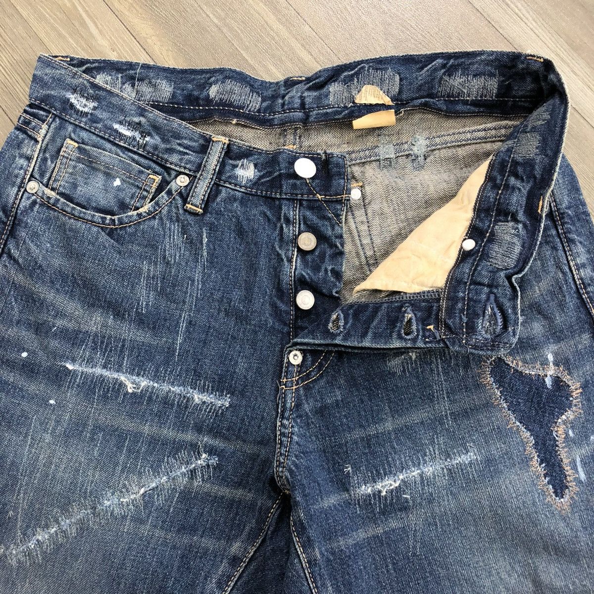 If Six Was Nine × Le Grande Bleu (L.G.B.) 🇯🇵2000s Repack Japan Reconstucted Distressed Flared Jeans Size US 32 / EU 48 - 7 Thumbnail