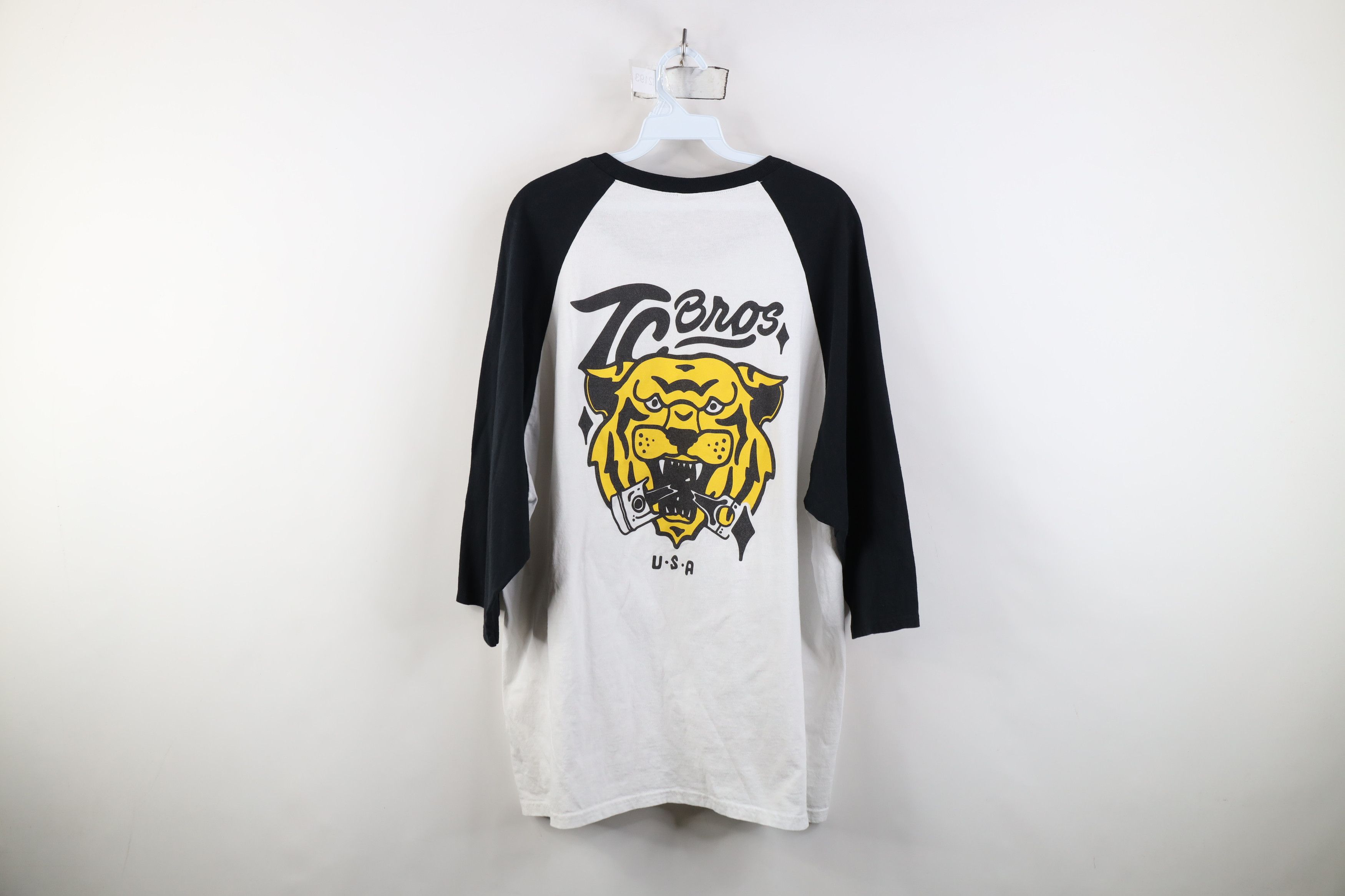 Vintage TC Bros Tiger Motorcycle Parts 3/4 Sleeve Raglan T-Shirt Size US XXL / EU 58 / 5 - 11 Thumbnail