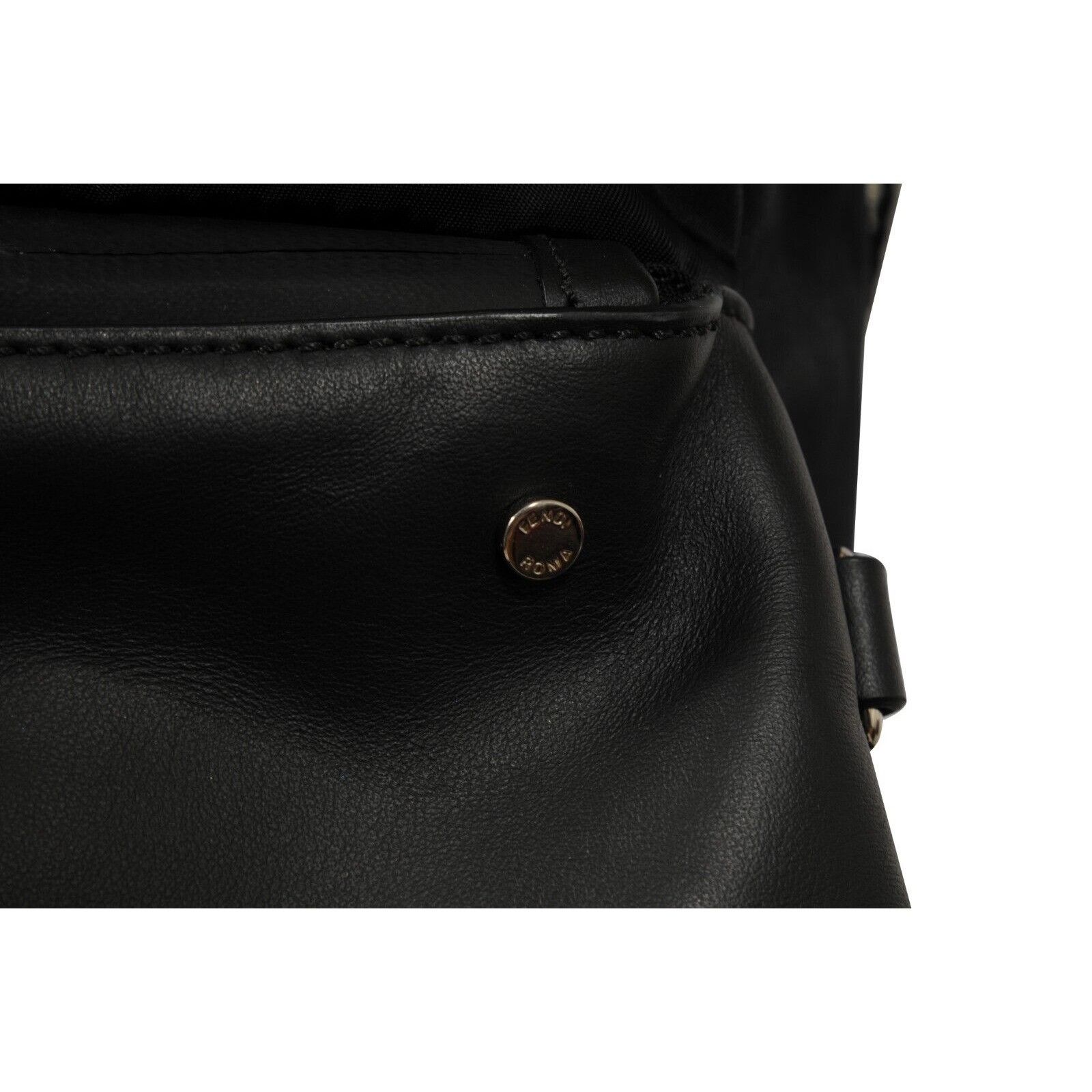 Fendi Nylon Vitello Drawstring Backpack Black Leather Size ONE SIZE - 4 Thumbnail