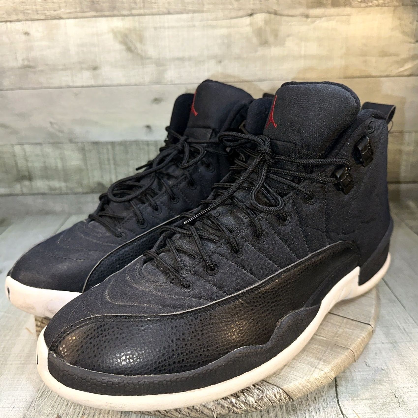 Jordan Brand US Men’s 11.5 Nike Air Jordan 12 Retro Nylon Leather Waterproof Neoprene Sneaker Black Size US 12 / EU 45 - 3 Thumbnail