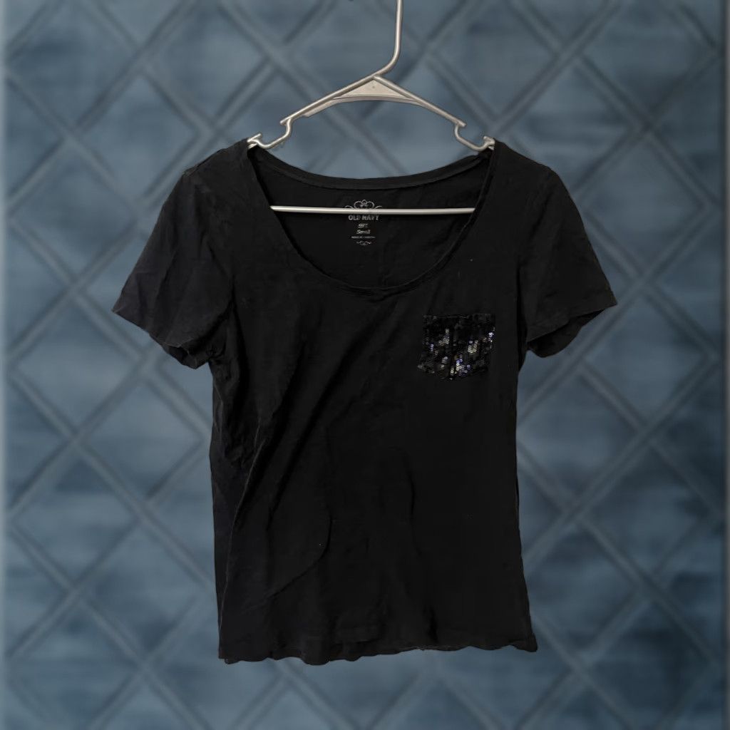 Old Navy Old Navy Solid Black 100% Cotton Crewneck Short Sleeve T-Shirt Women’s S Easy Care Lightweight Stretch Regular Vintage? No. Size S / US 4 / IT 40 - 1 Thumbnail