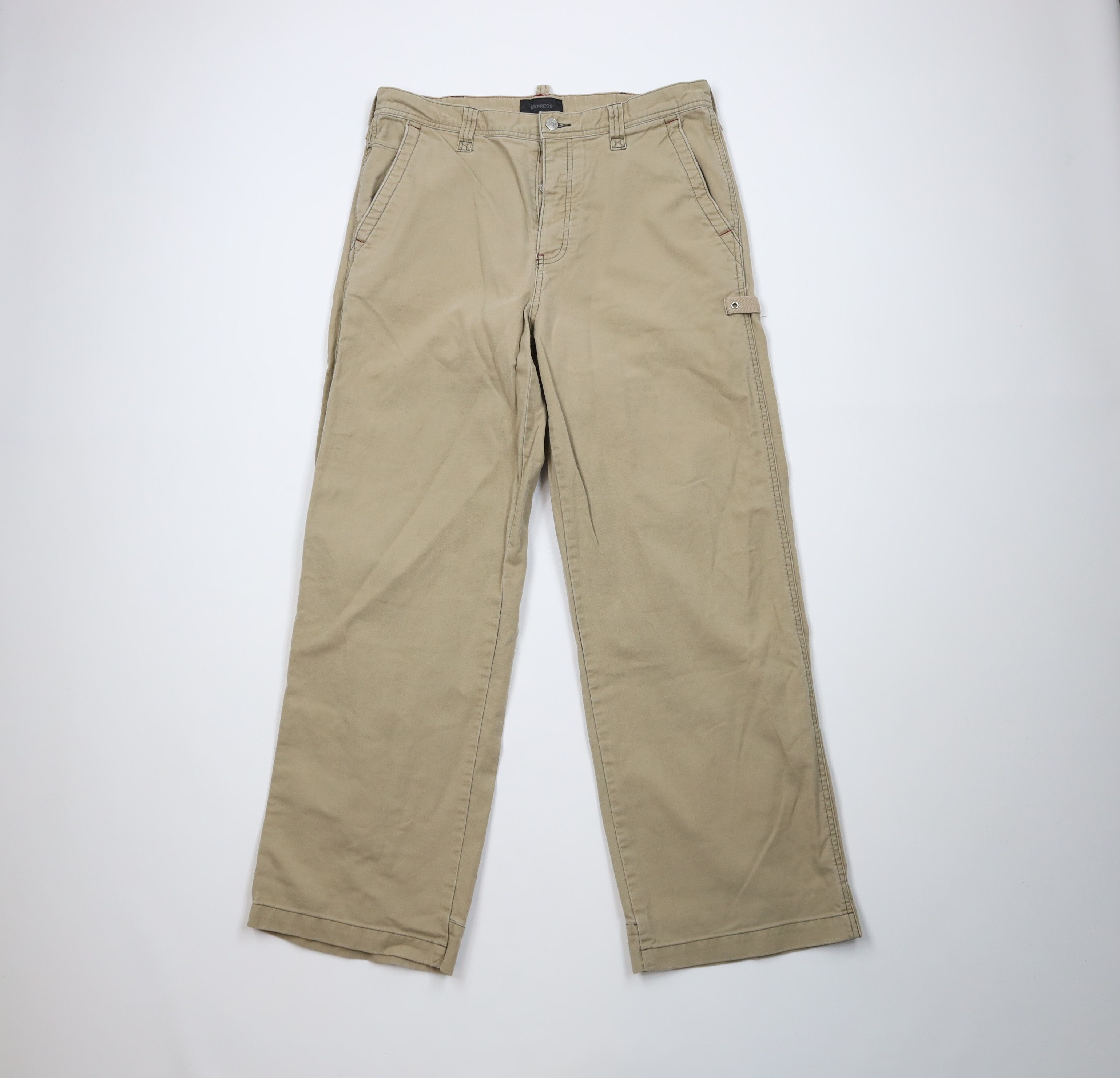 Express Vintage Y2K Express Baggy Fit Wide Leg Dungaree Pants Beige Size US 34 / EU 50 - 1 Thumbnail