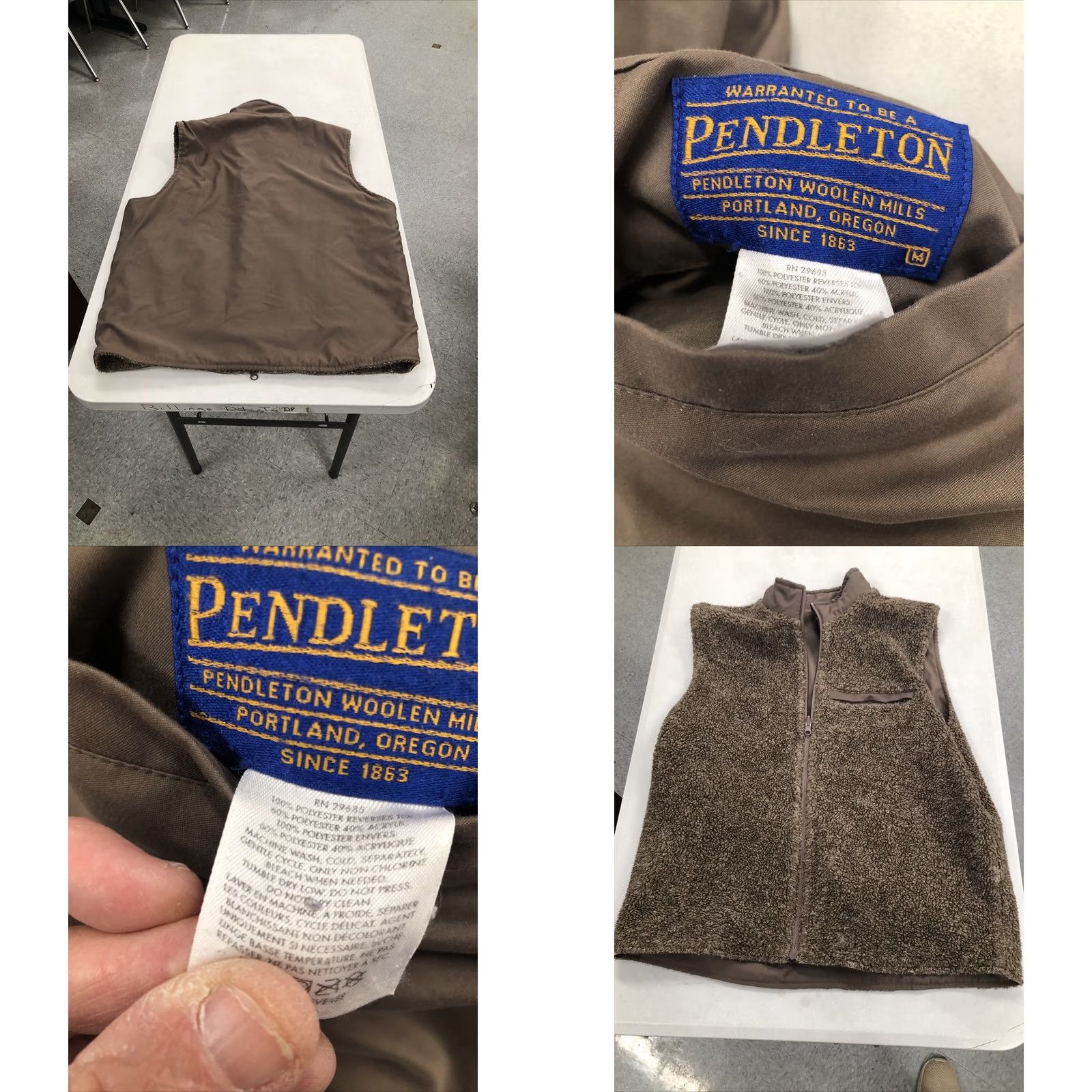 Pendleton Pendleton Vest Mens M Reversible Brown Polyester Sherpa Lining Zip Closure Mid-Length Jacket/Coat Style Vest 2010s Mens Size US M / EU 48-50 / 2 - 8 Thumbnail
