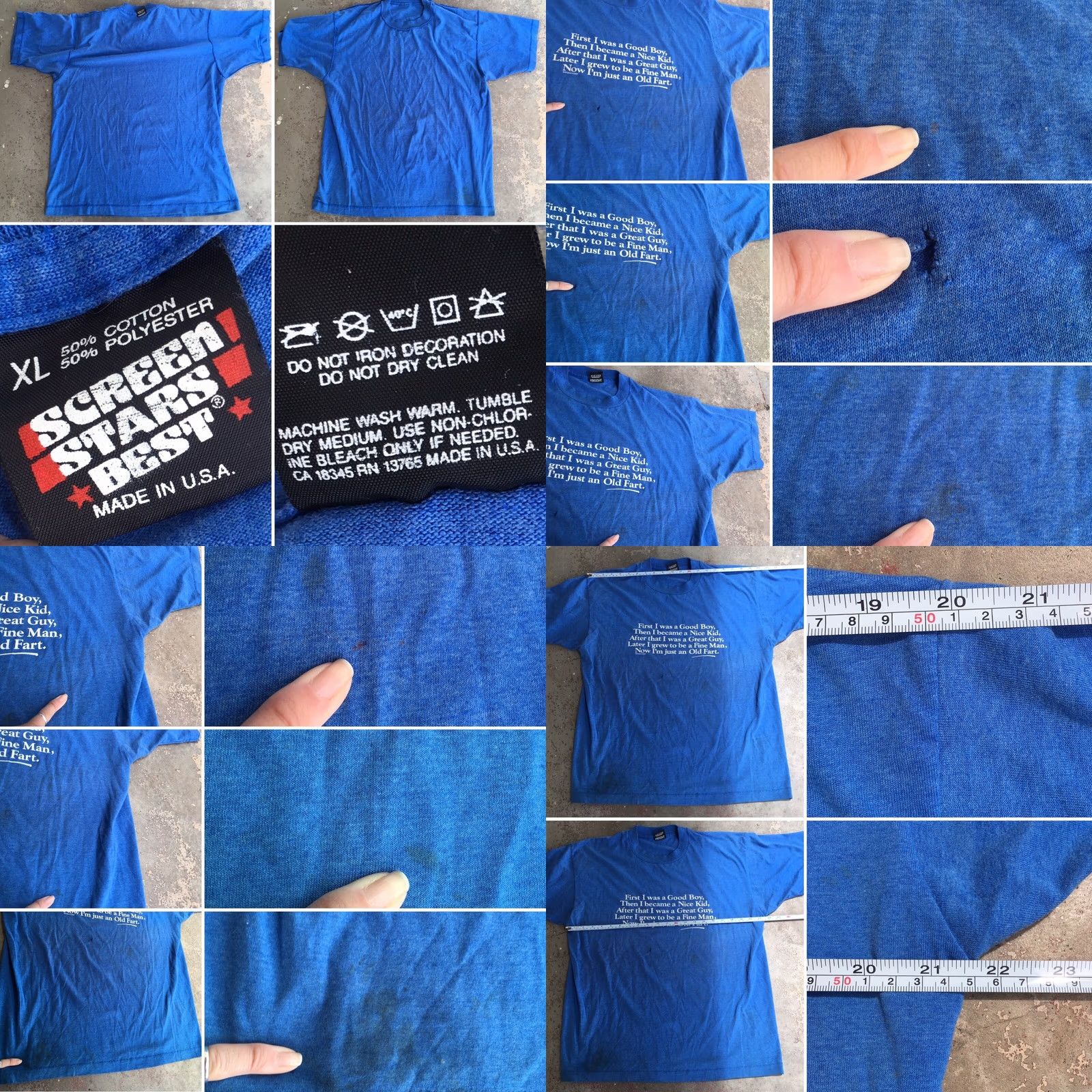 Vintage VINTAGE Old Fart T-Shirt Screen Stars c STUDIO 4 EAST XL Blue 1980s 50/50 Single Stitch Made In USA Mens Graphic Tee Size US XL / EU 56 / 4 - 8 Thumbnail
