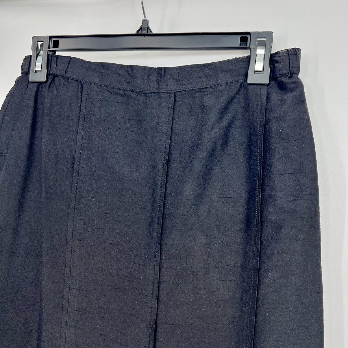 Flax 100% Silk Maxi Skirt Elastic Waist Ruffle Hem Black