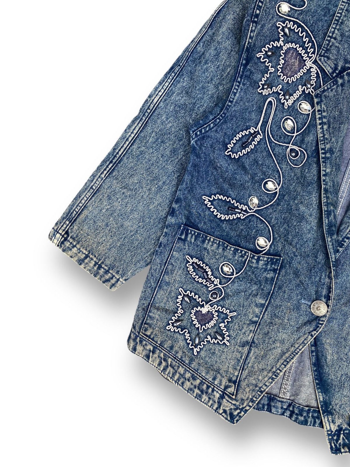Japanese Brand × Vintage Vintage Denim Floral Embroidery Chore Jacket. #D5 Size L / US 10 / IT 46 - 4 Thumbnail
