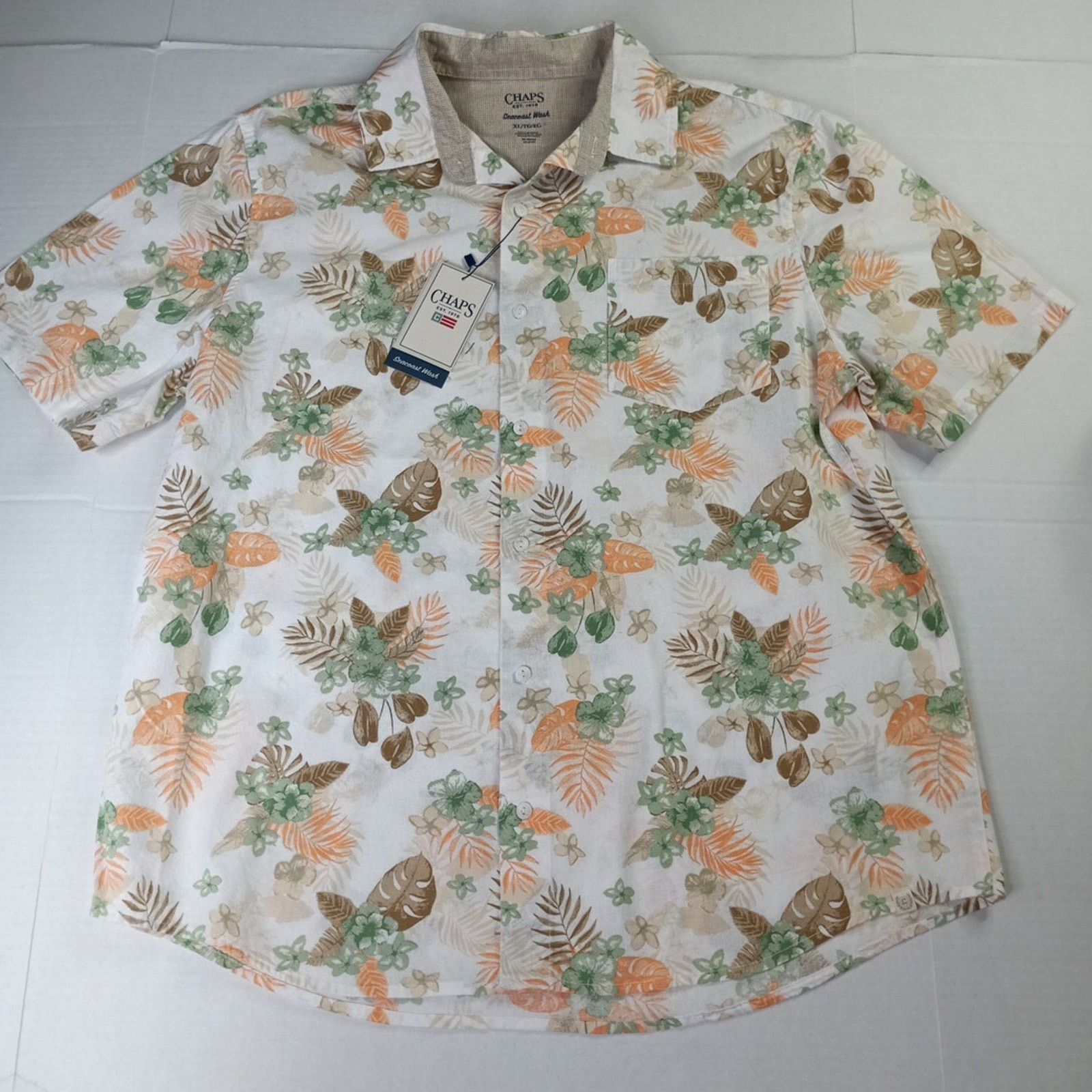 Chaps Chaps Seacoast Wash Linen Woven Shirt Men's XL Pale Khaki Size US XL / EU 56 / 4 - 1 Thumbnail