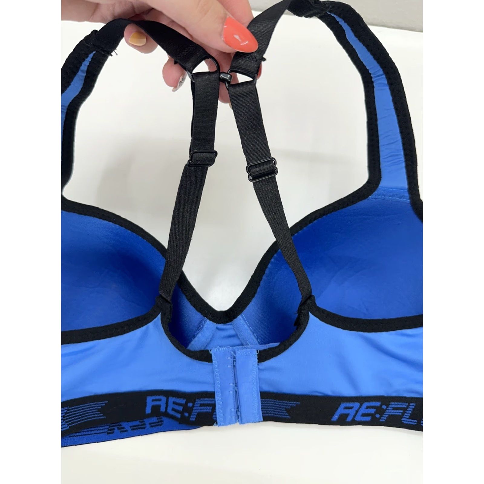 Vintage ReFlex Womens Bra Size 1X Blue Padded Sports Bra Adjustable Size ONE SIZE - 6 Thumbnail