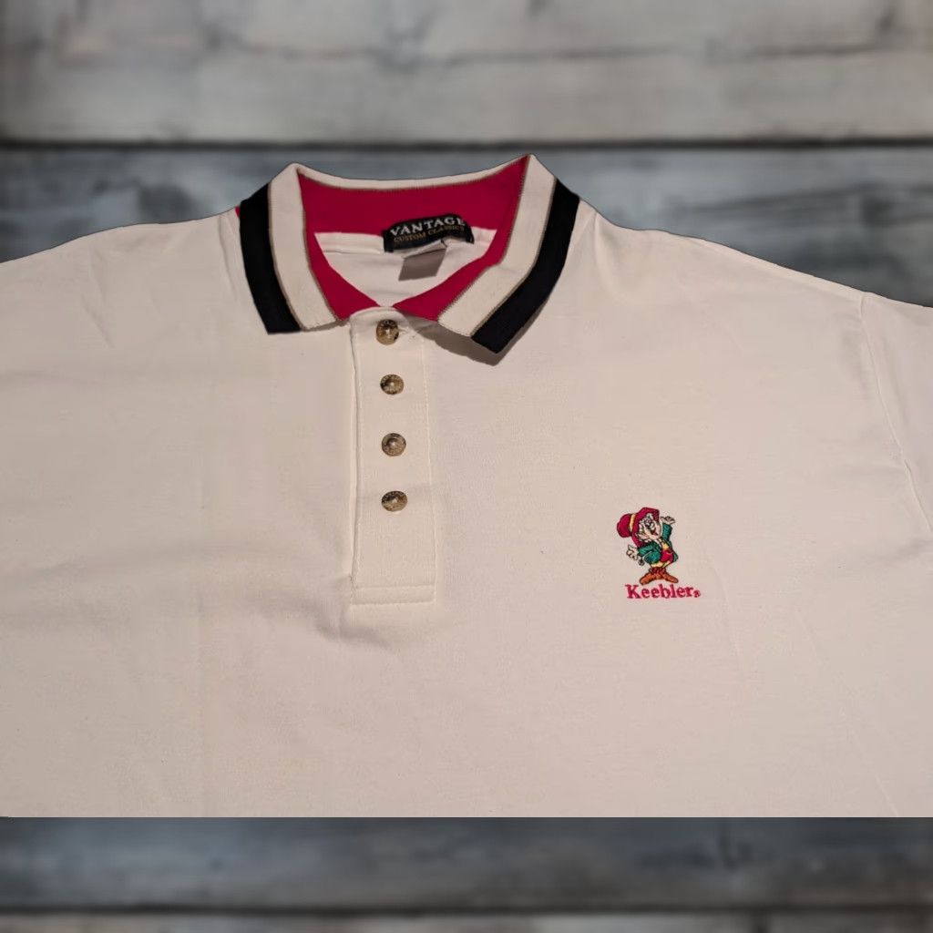 Vintage VINTAGE Keebler Elf Polo Shirt Mens L White 100% Cotton Short Sleeve Casual Golf Preppy USA Made - Vantage Custom Classics Size US L / EU 52-54 / 3 - 1 Thumbnail