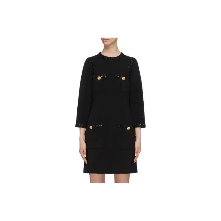 Gucci Gucci Black Long Sleeve Dress with Buttons-2507 Size XXS / US 00 / IT 34 - 7 Thumbnail