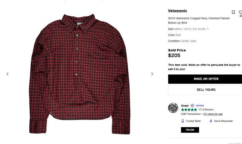 Vetements Vetements 19ss Demna period short-sleeve long-sleeve shirt Size US XS / EU 42 / 0 - 2 Thumbnail
