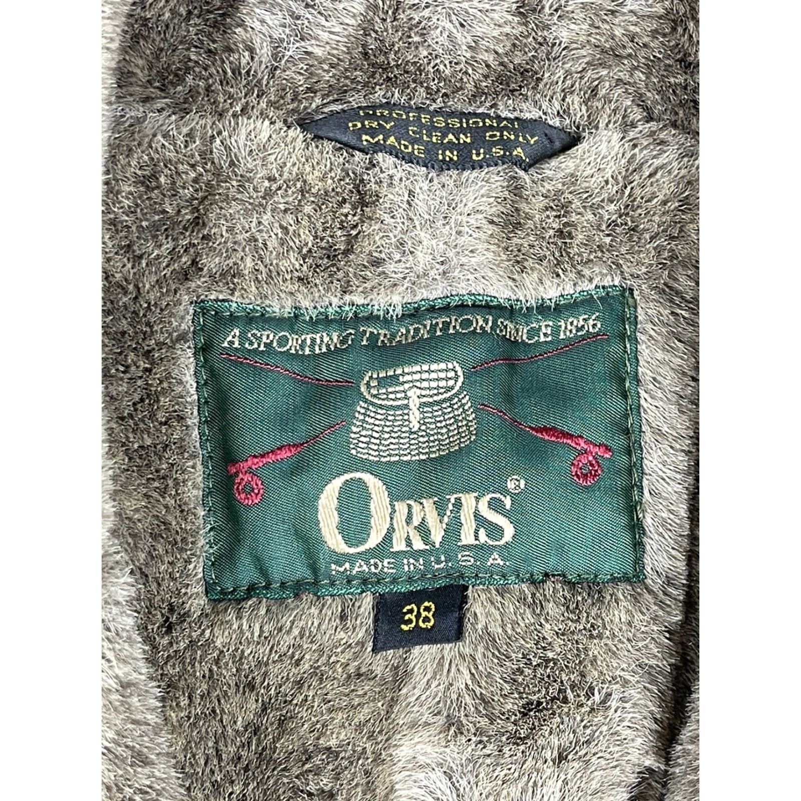 Orvis VINTAGE Orvis Jacket Overcoat Mens Fur Lined Canvas Cotton Beige Khaki 38 Button Casual 80s 90s USA Size US XXS / EU 40 - 2 Thumbnail